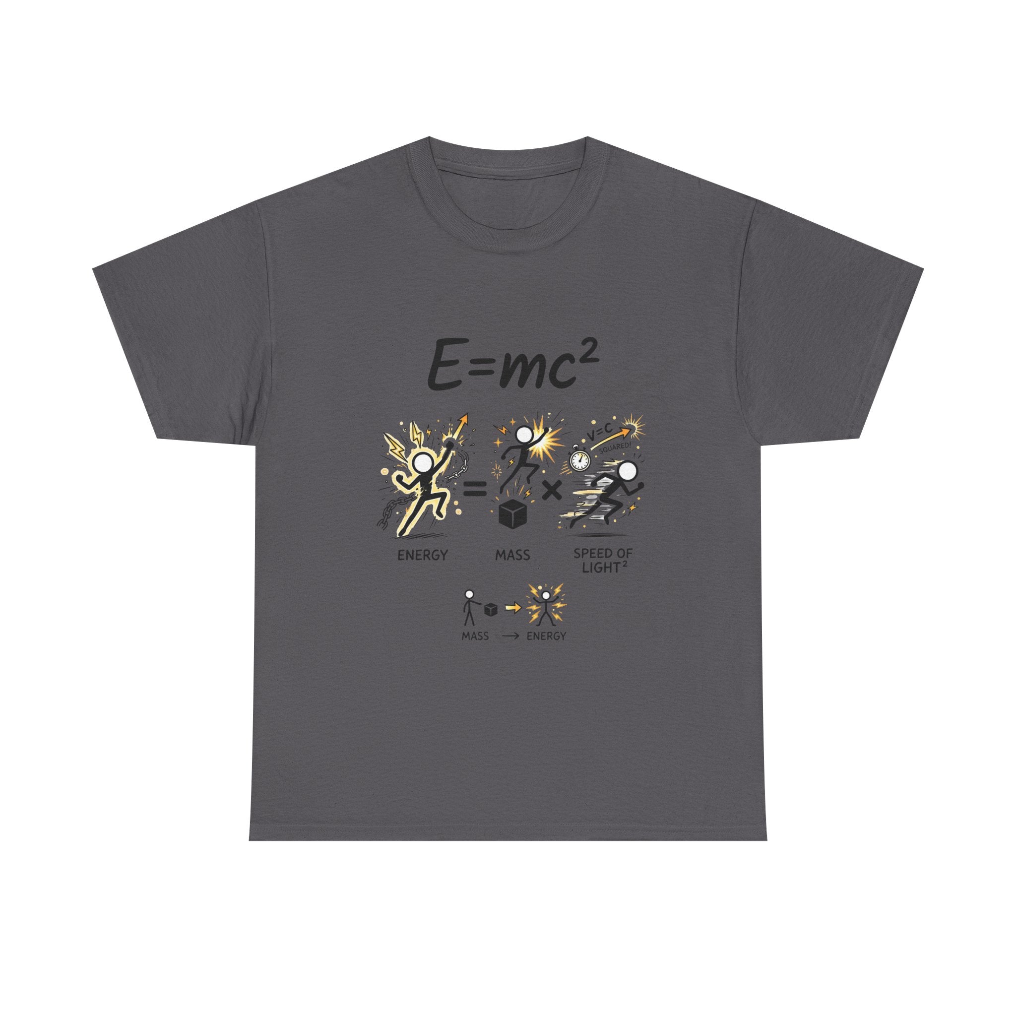E=mc Illustrated Science T-Shirt — Funny Energy Mass Speed of Light Tee