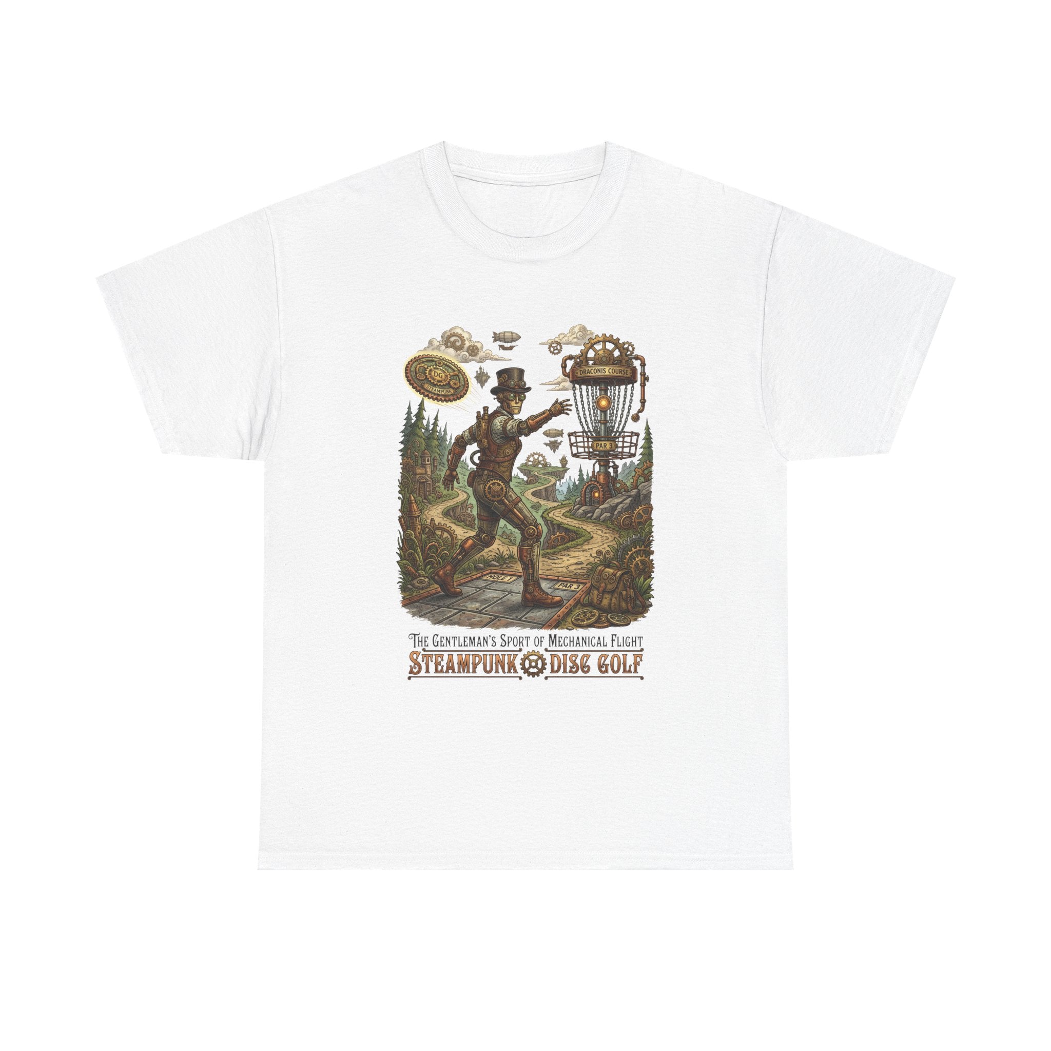 Steampunk Disc Golf T‑Shirt — Vintage Aeronautic Course Graphic Tee