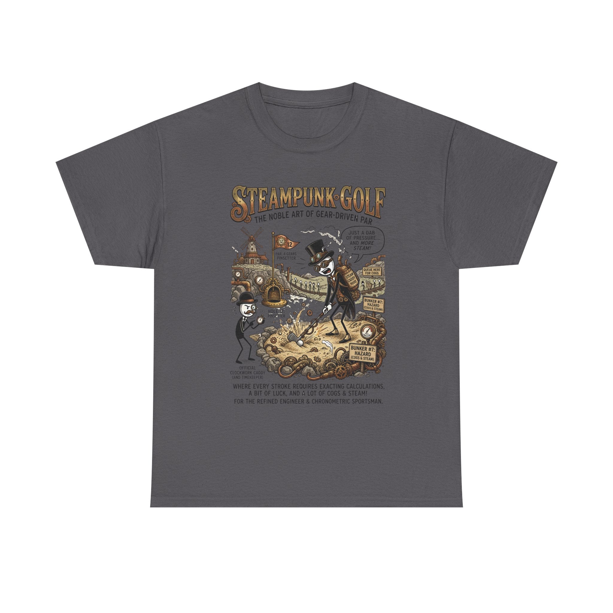 Steampunk Golf T-Shirt — Vintage Mechanical Golfers Graphic Tee