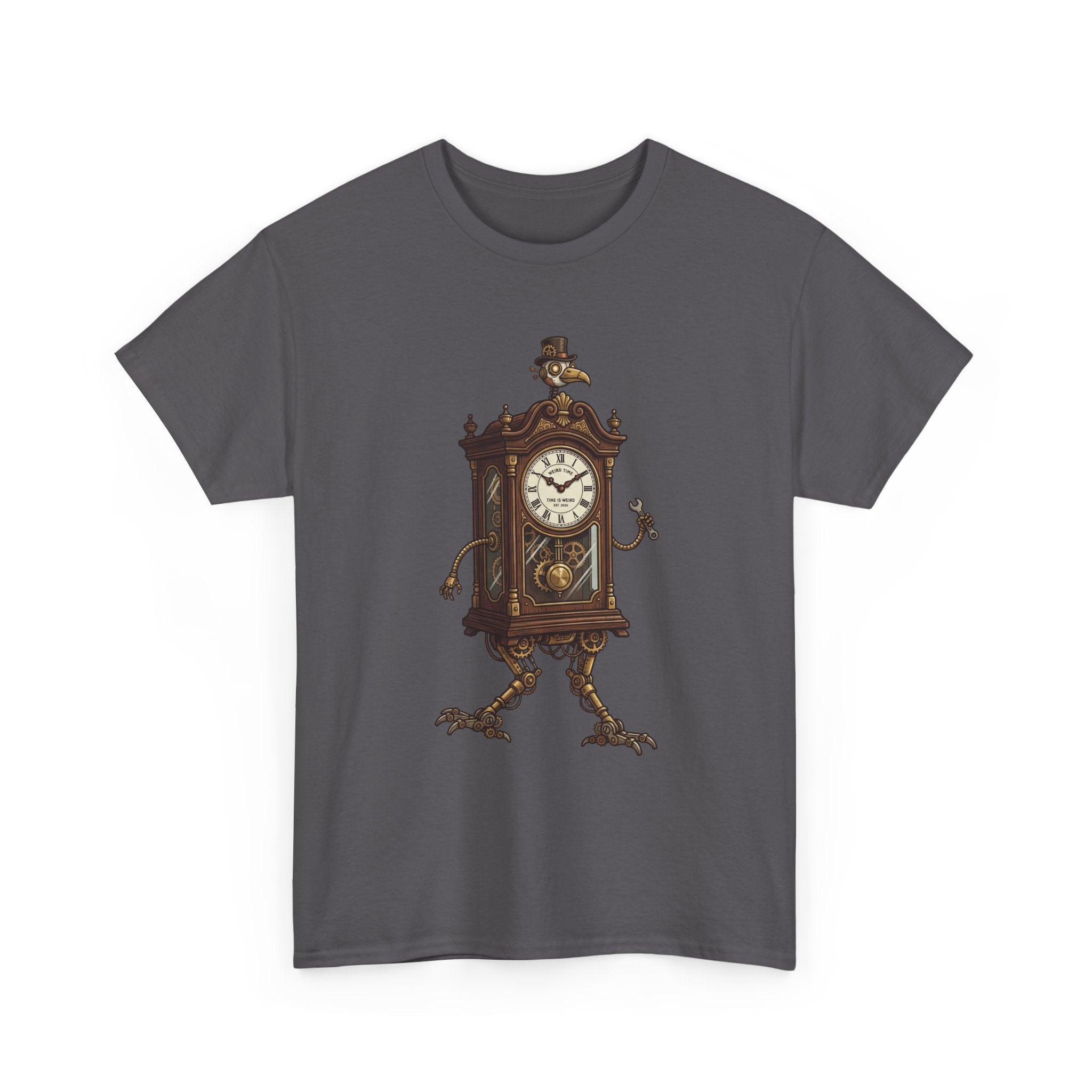 Clockwork Grandfather Tee — Vintage Walking Clock Graphic T-Shirt