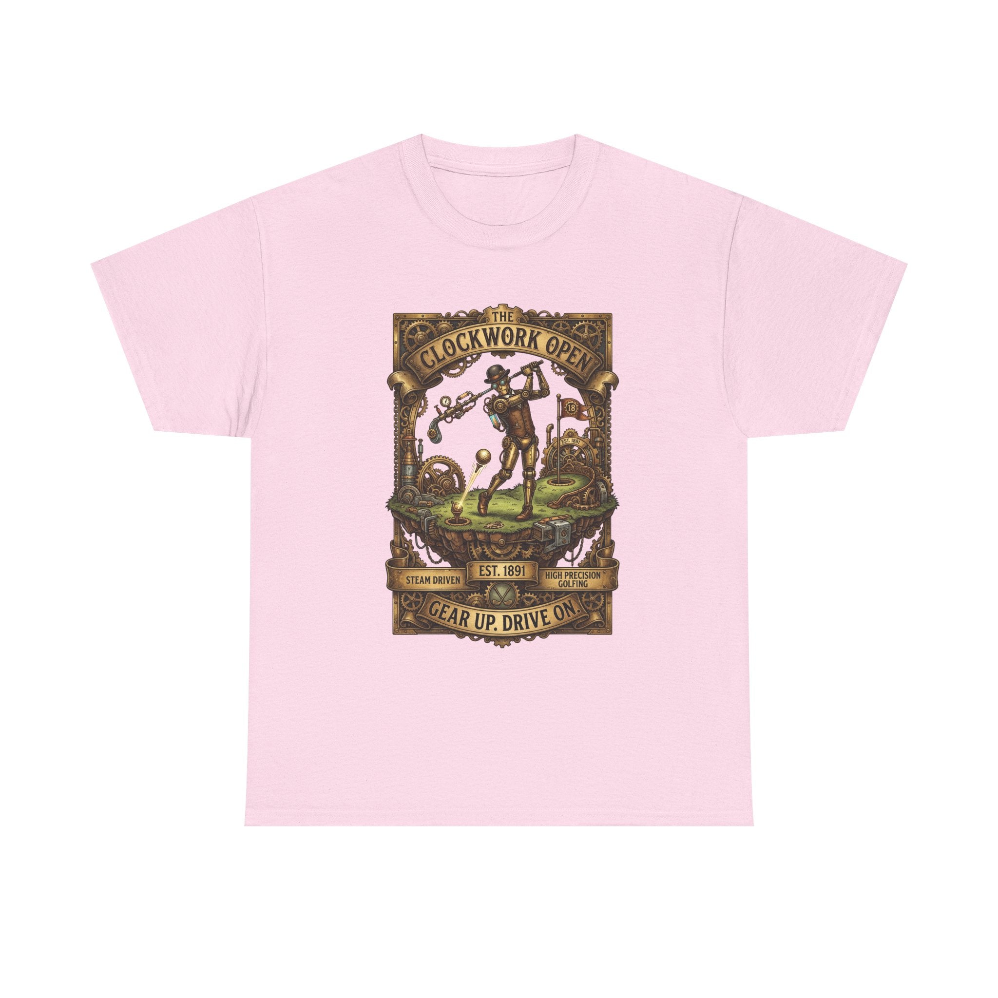 Steampunk Golf Tee — Vintage Mechanical Tin Man Graphic T-Shirt