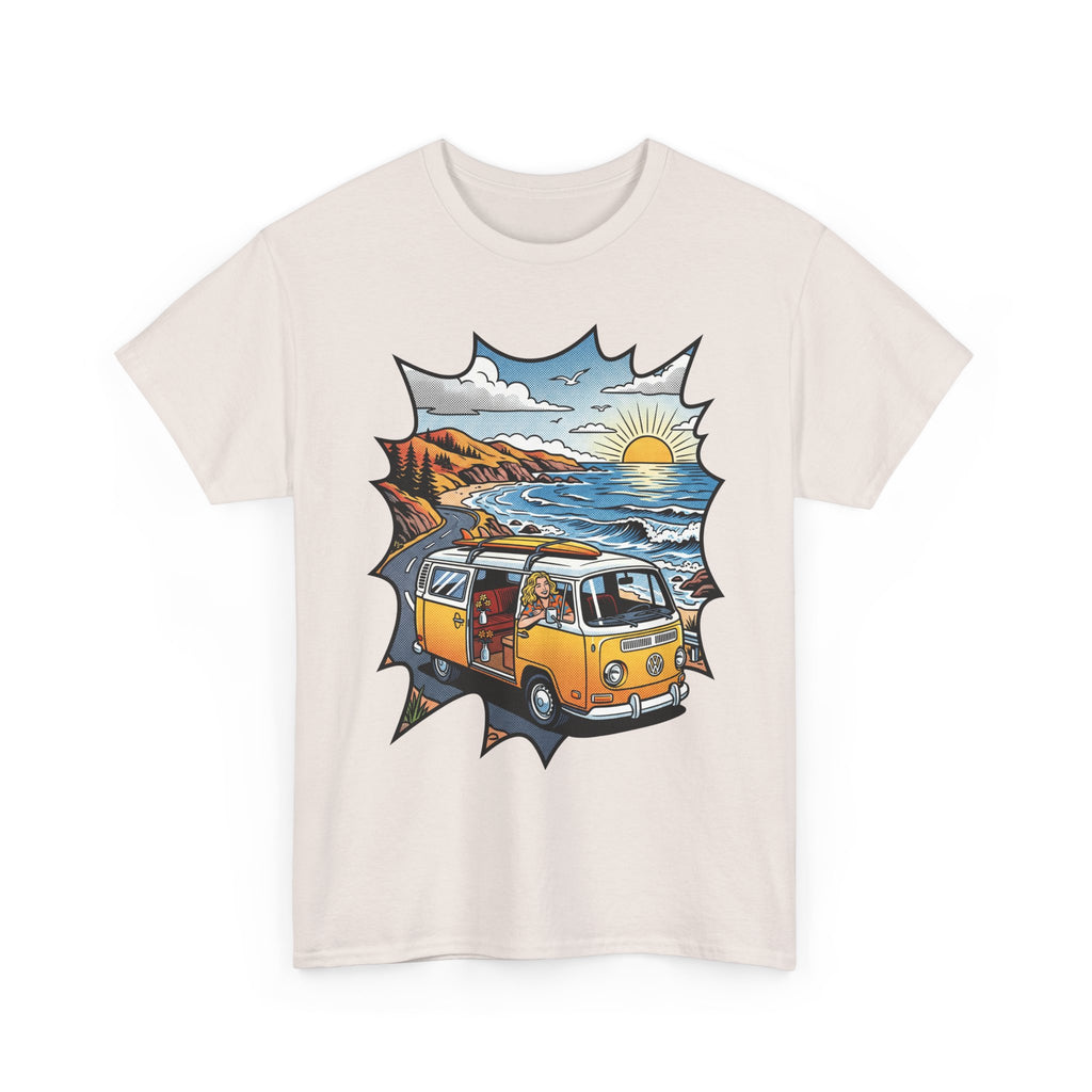 Road Trip Van T-Shirt — Vintage Camper Beach Sunset Tee