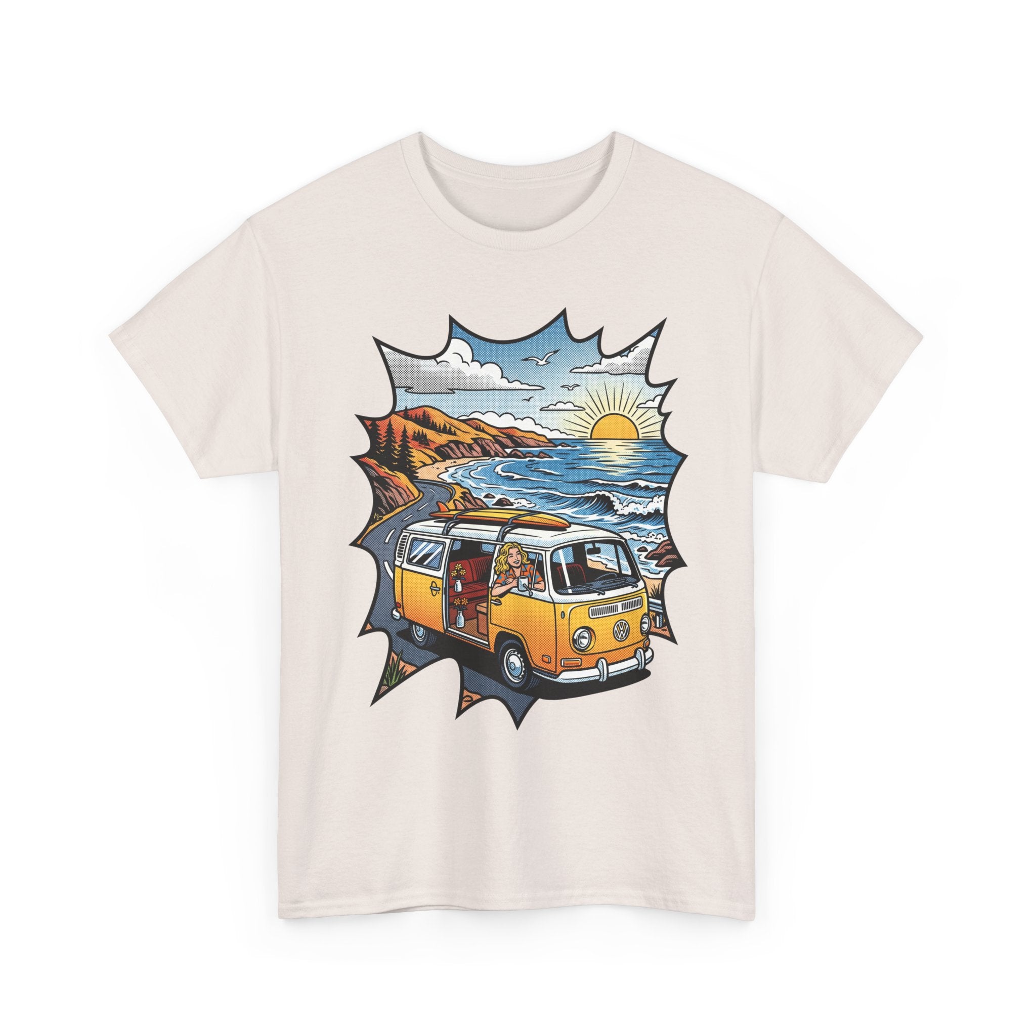 Road Trip Van T-Shirt — Vintage Camper Beach Sunset Tee