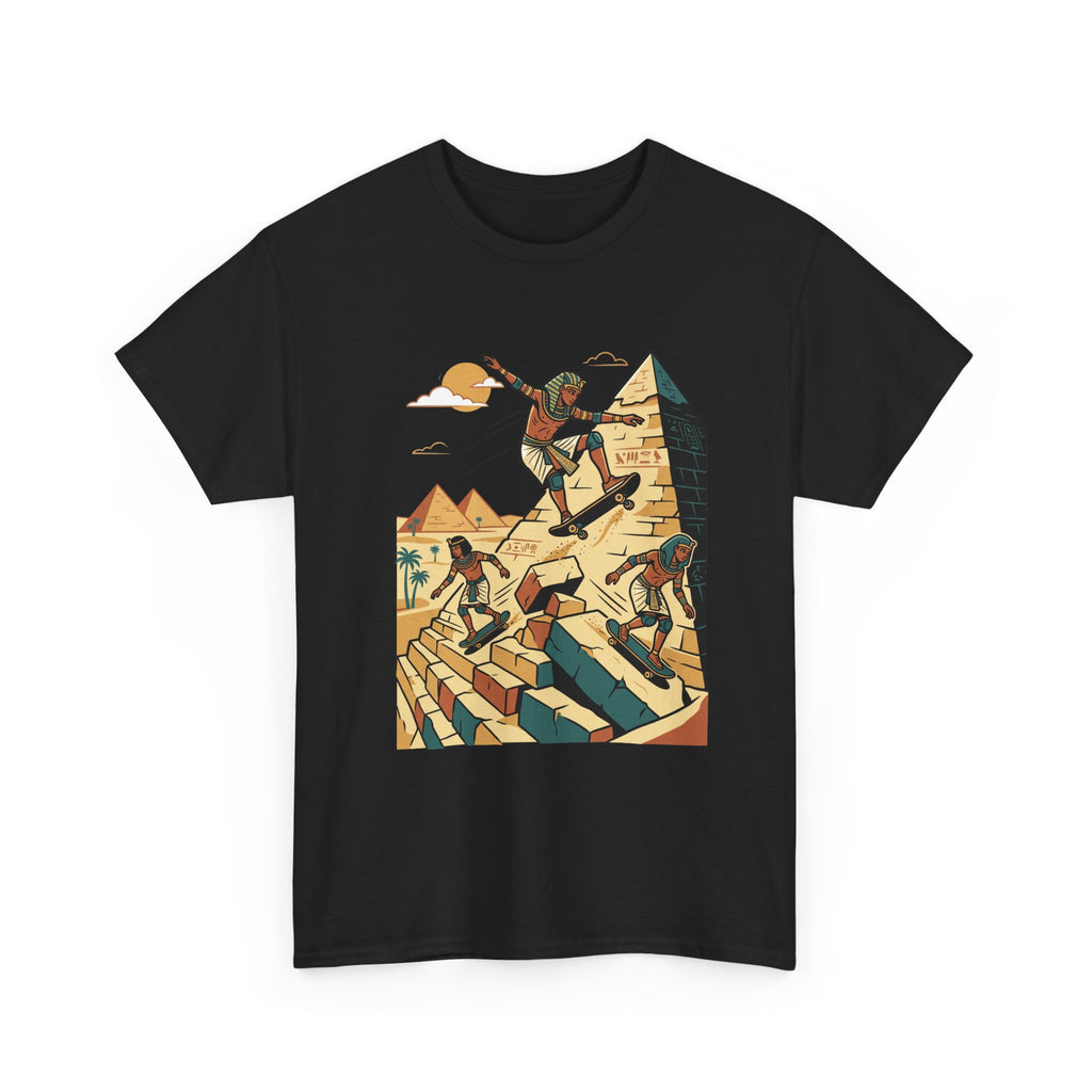 Egyptian Pyramid Skateboard T‑Shirt — Retro Skateboarding Pharaohs Graphic Tee