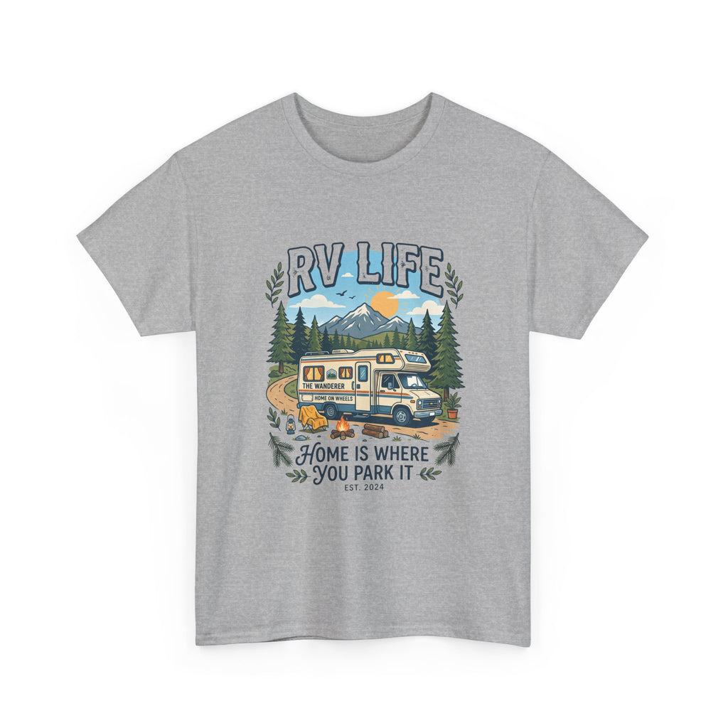 RV Life T-Shirt – “Home Is Where You Park It” Camper Tee for RVing & Outdoor Lovers