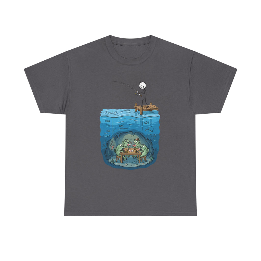 Fishing Tee — Underwater Surprise Cartoon T-Shirt (Fisherman & Sea Creatures)