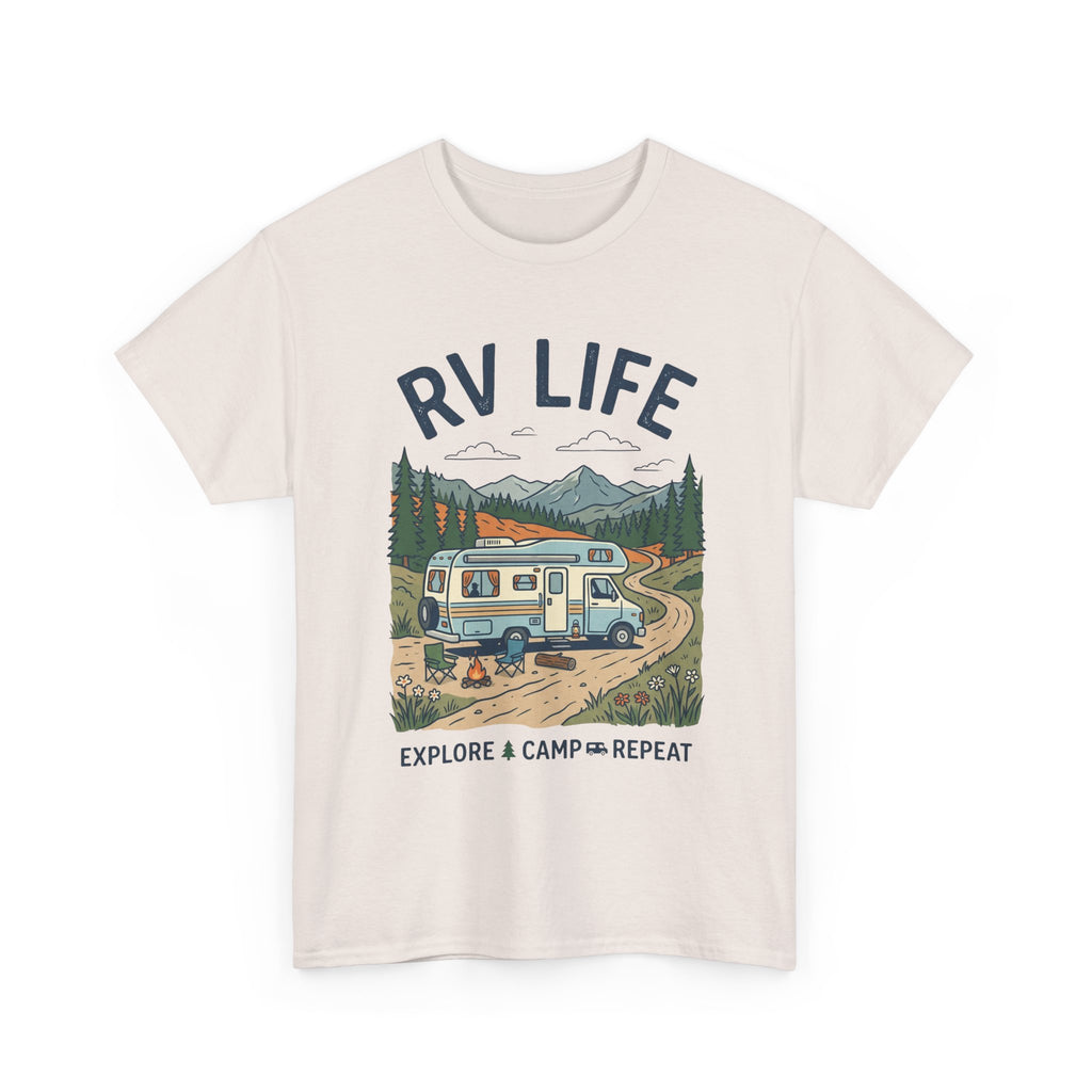 RV Life T-Shirt - Explore & Camp Repeat Vintage Camper Tee