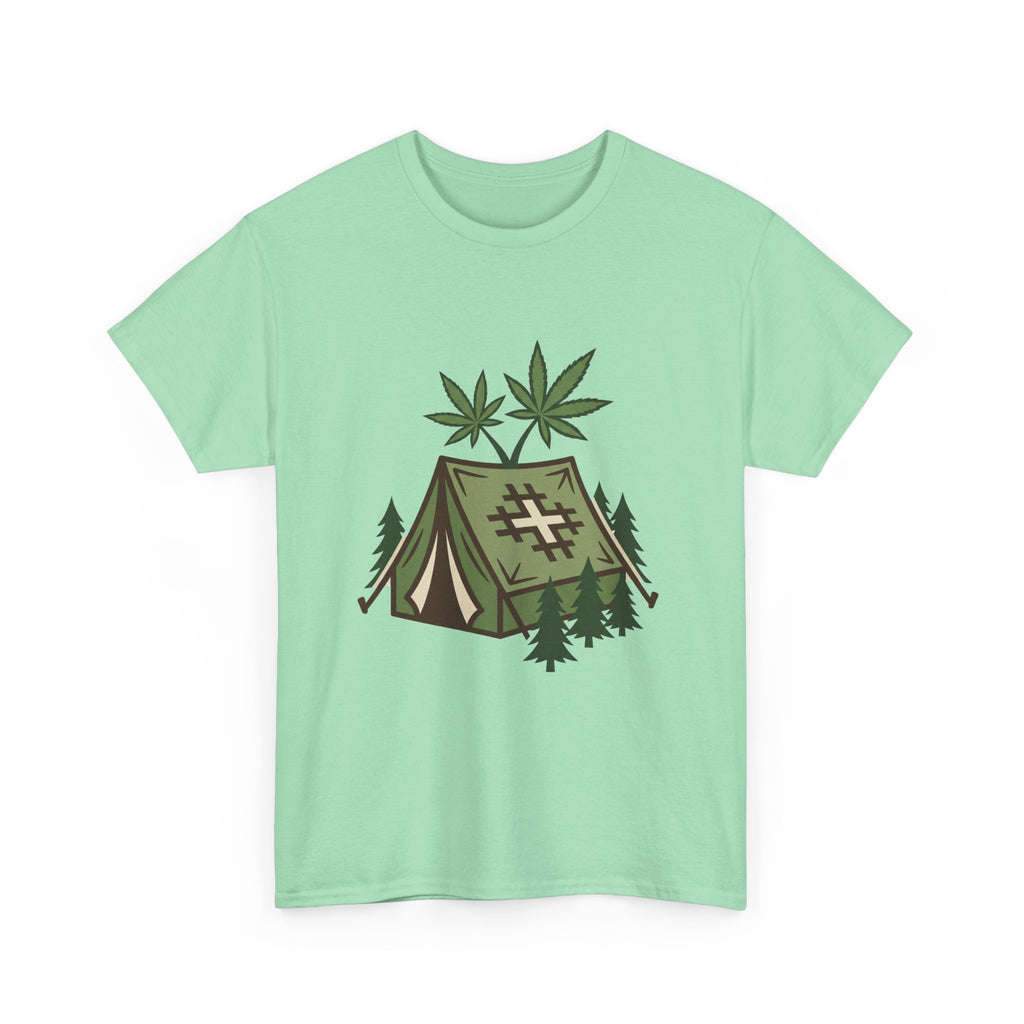 Camping Tent Cannabis T-Shirt – Weed Outdoor Adventure Graphic Tee