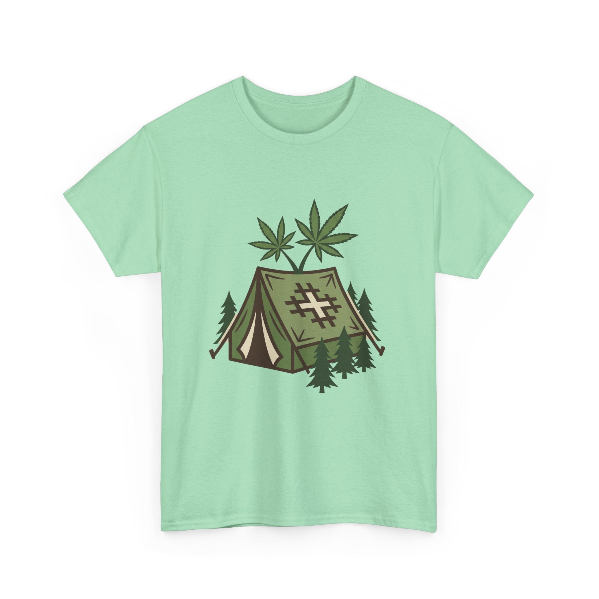 Camping Tent Cannabis T-Shirt – Weed Outdoor Adventure Graphic Tee
