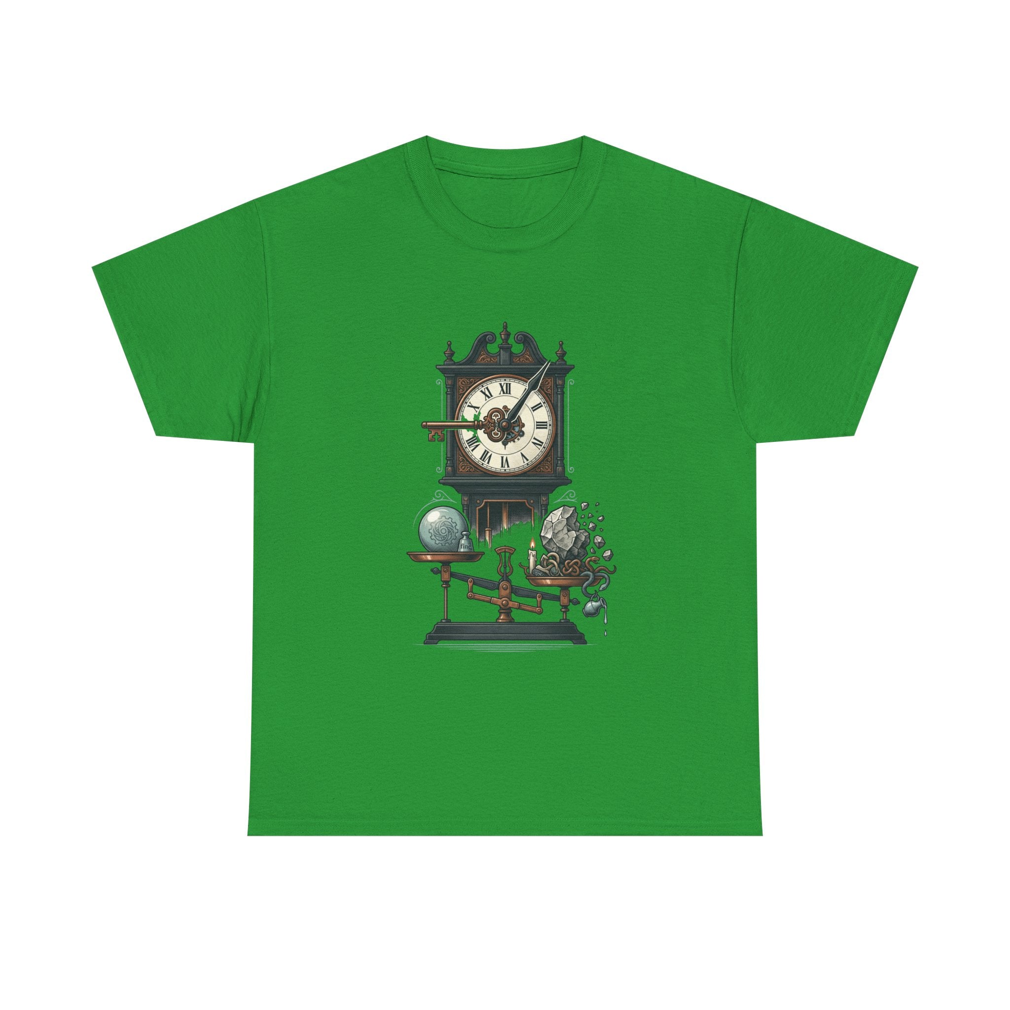Vintage Clock & Globe Tee — Steampunk Timekeeper Graphic T-Shirt
