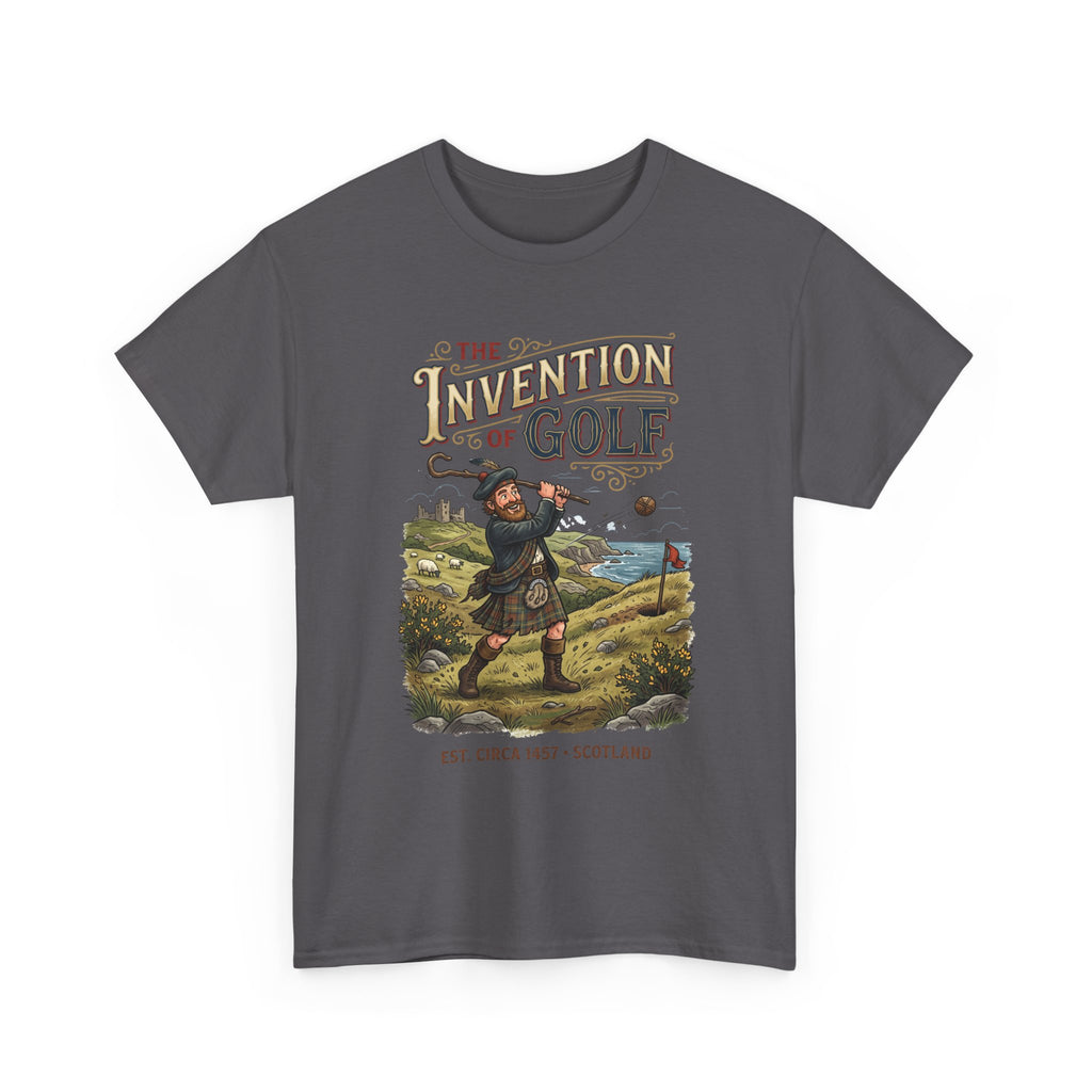 Golf T-Shirt — "The Invention of Golf" Vintage Scotland Design