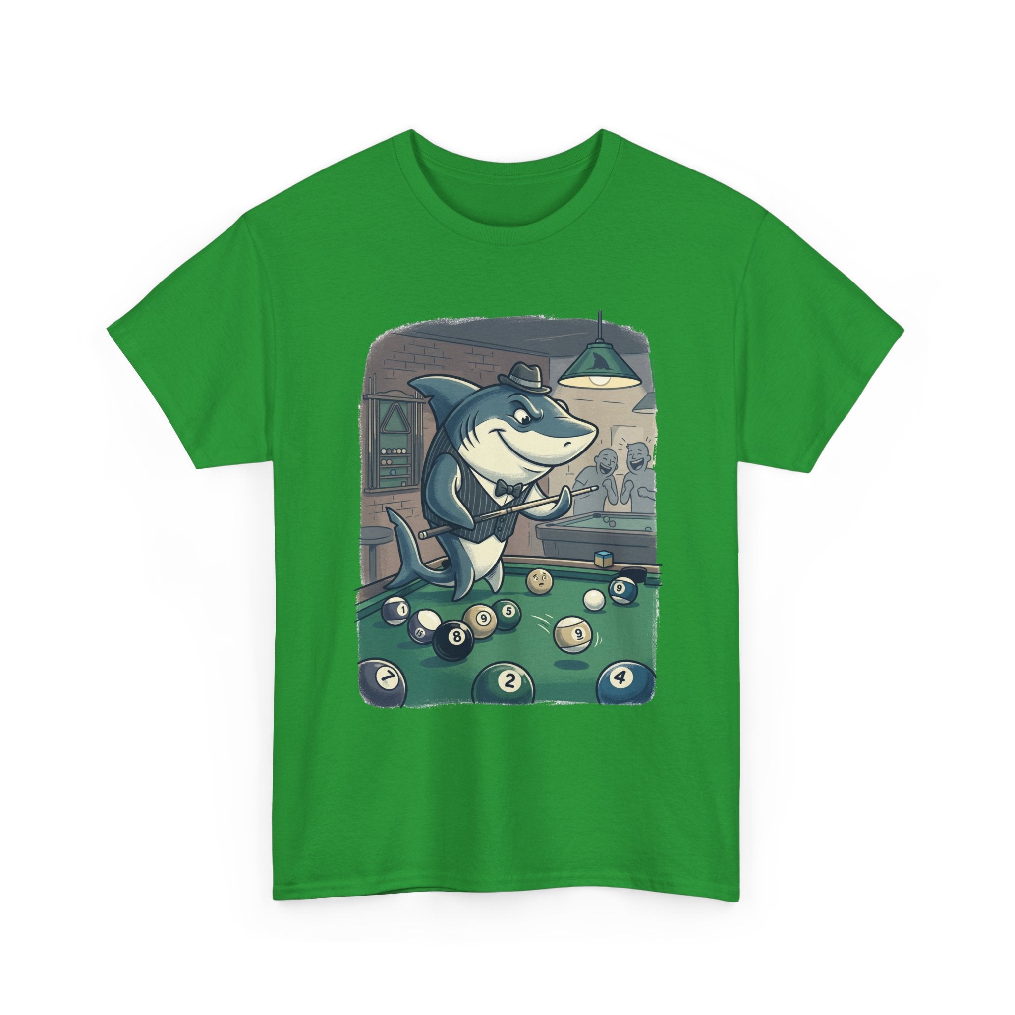 Shark Playing Pool T-Shirt – Funny Billiards Cartoon Tee