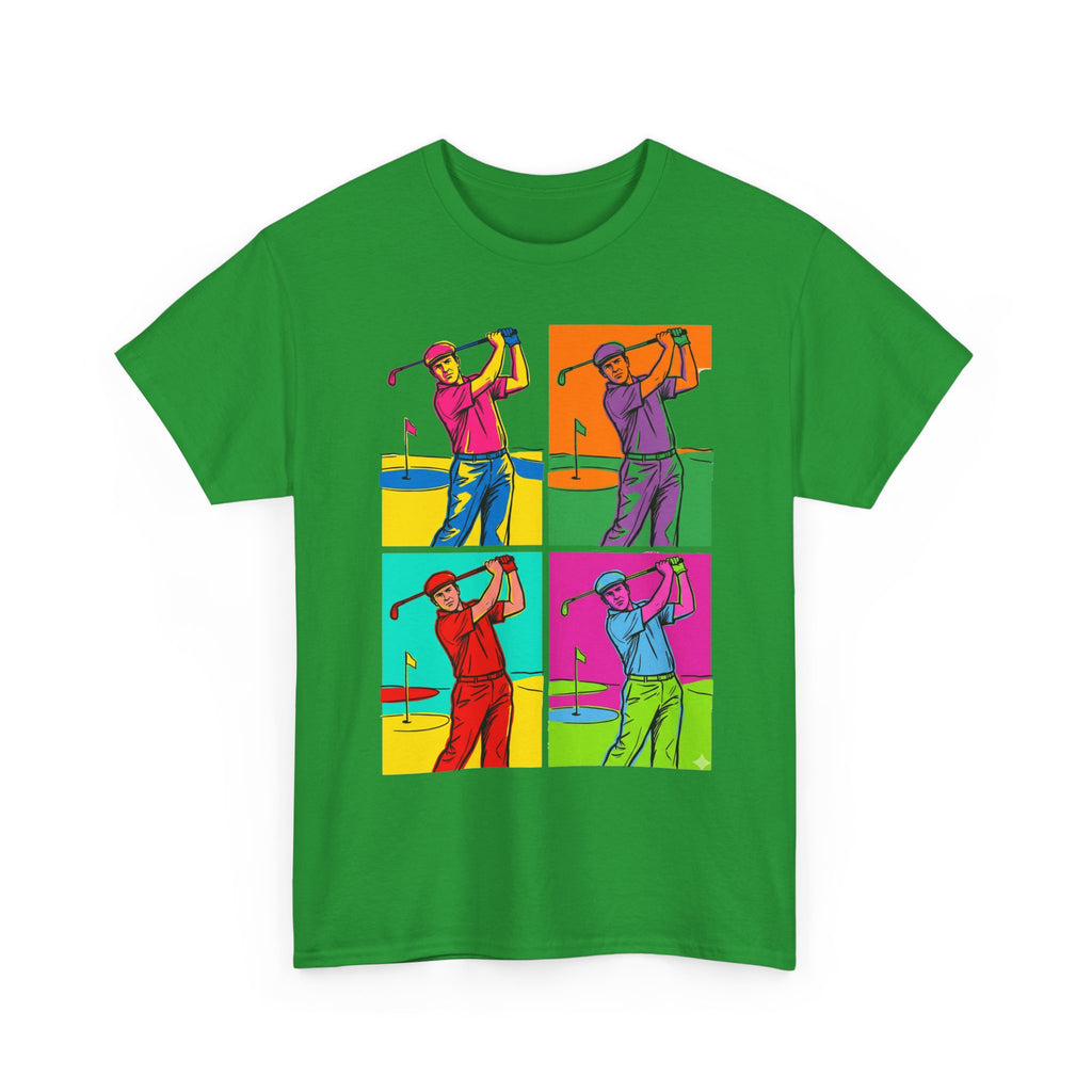 Golf Pop Art T-Shirt — Colorful Golfer Swing Graphic Tee