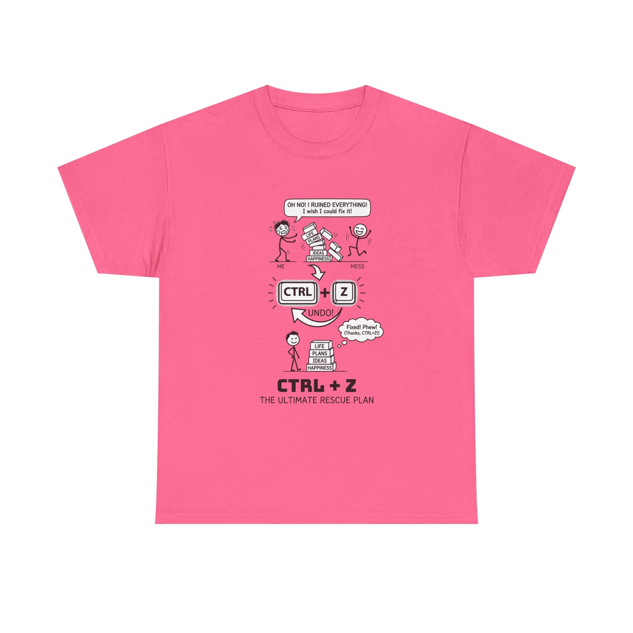 CTRL + Z T-Shirt — Funny Programmer Comic Tee ("The Ultimate Rescue Plan")