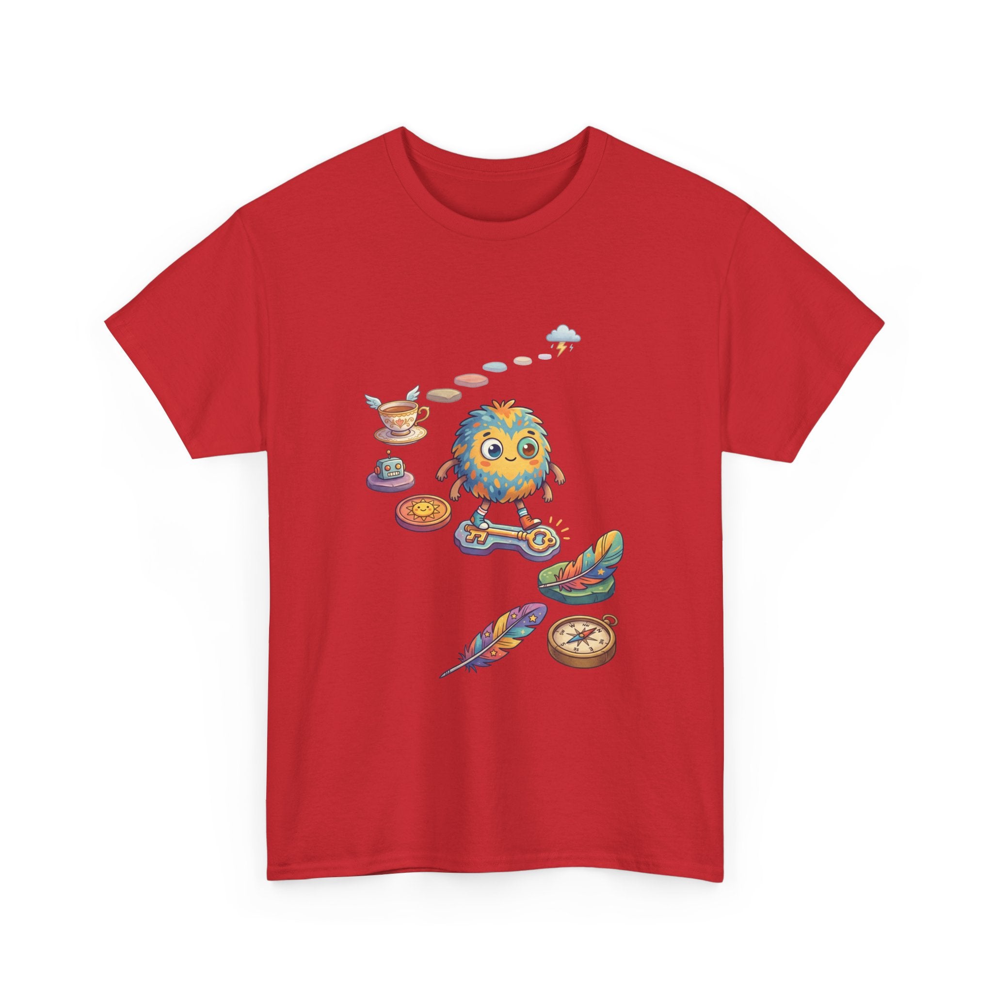 T-Shirt — Whimsical Cosmic Creature with Ritual Objects Graphic Tee