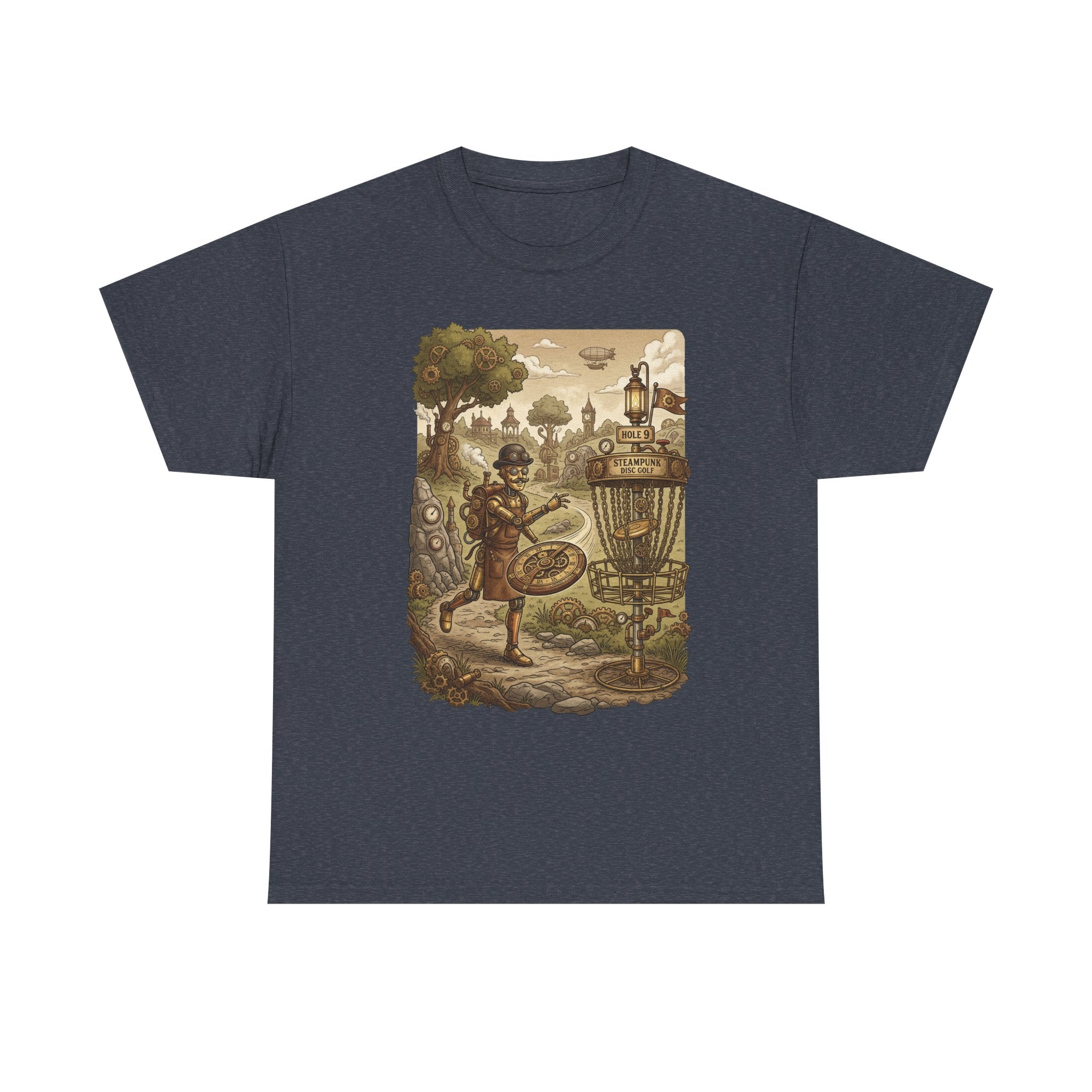 Steampunk Disc Golf Adventure Tee — Vintage Woodland Basket Design