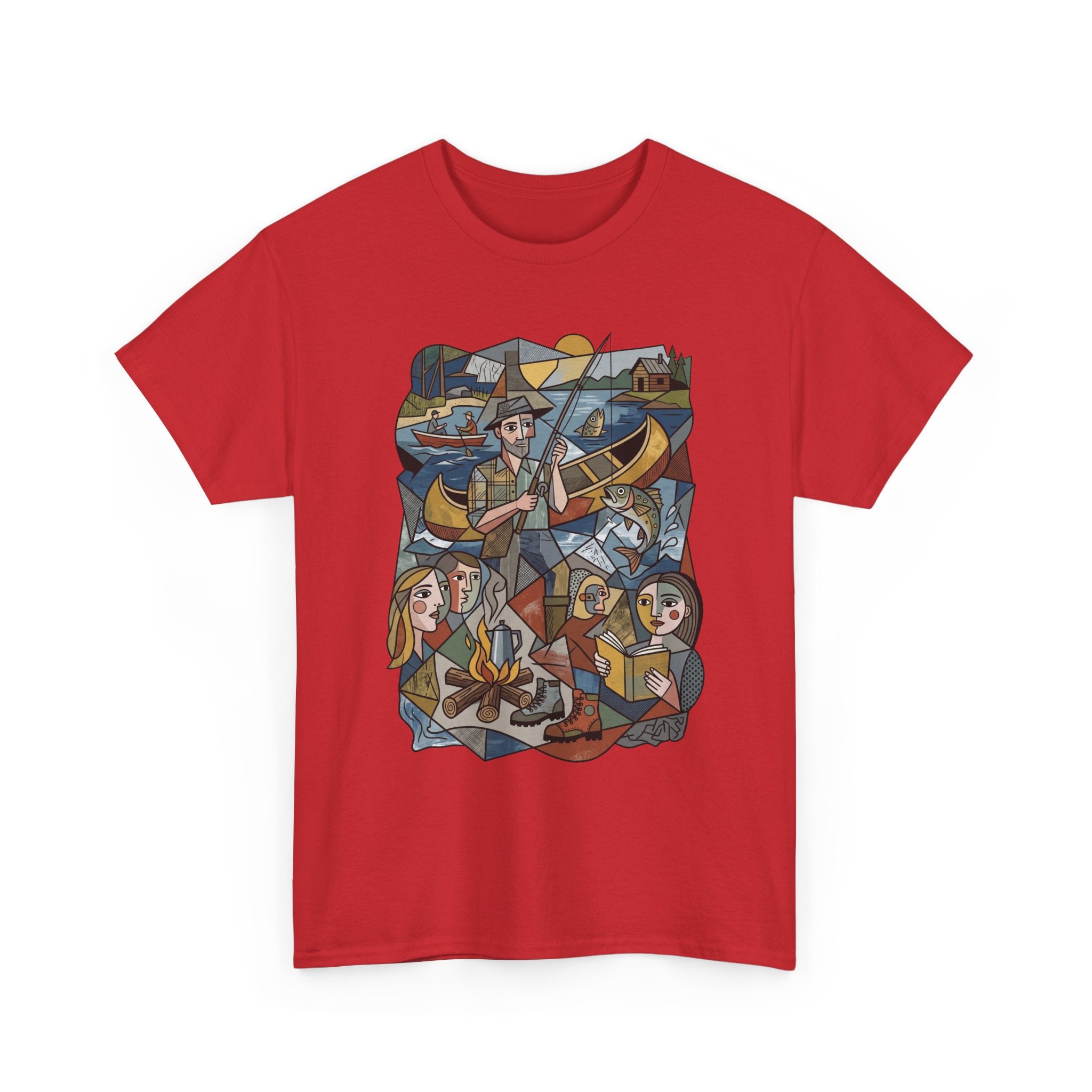 T-Shirt — Nautical Folk Art Crew: Illustrated Sailing, Fishing & Harbor Scene