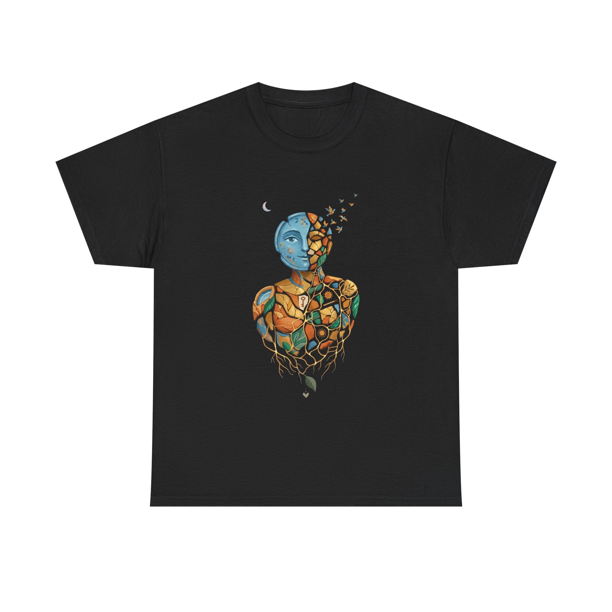 Abstract Mosaic Portrait T‑Shirt — Fragmented Face Art Tee