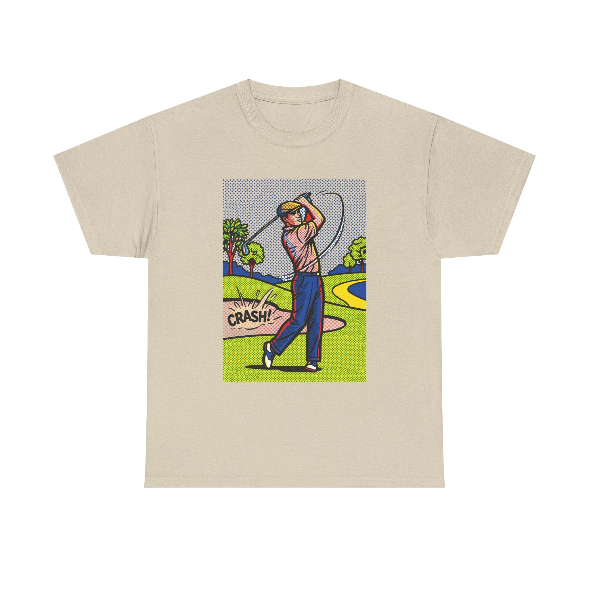 Golf Swing Pop Art T-Shirt — Vintage Comic 'Crash!' Graphic Tee