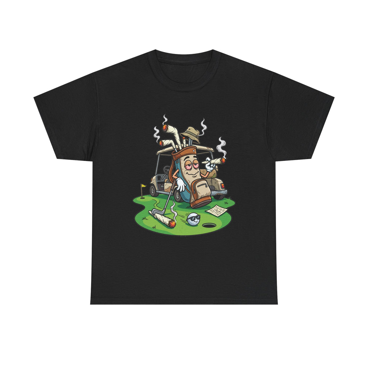 1 Golf weed Lounge T‑Shirt — Relaxed Golfer Cartoon Tee