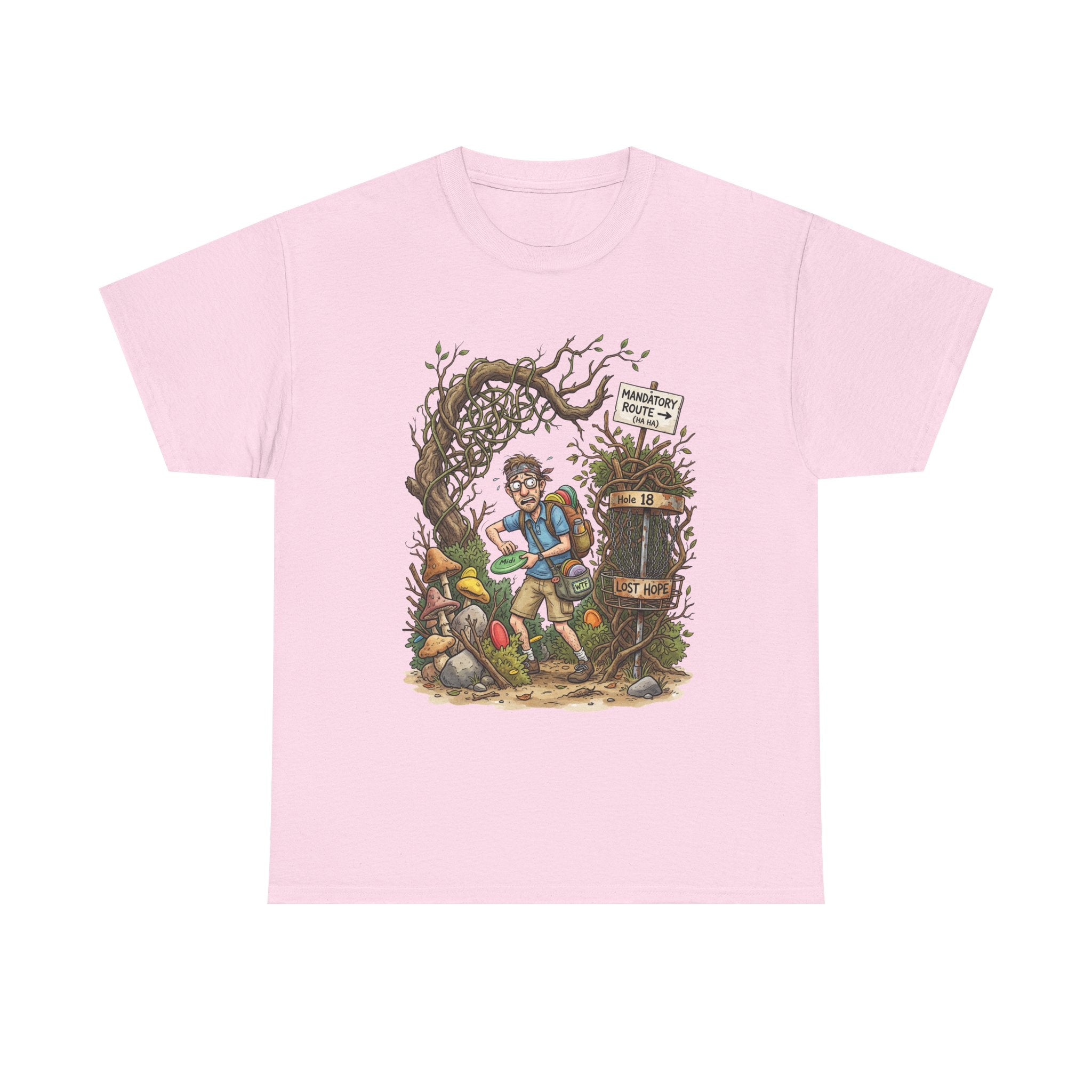 Disc Golf Graphic Tee — "Lost But Loving It" Outdoor Adventure T-Shirt