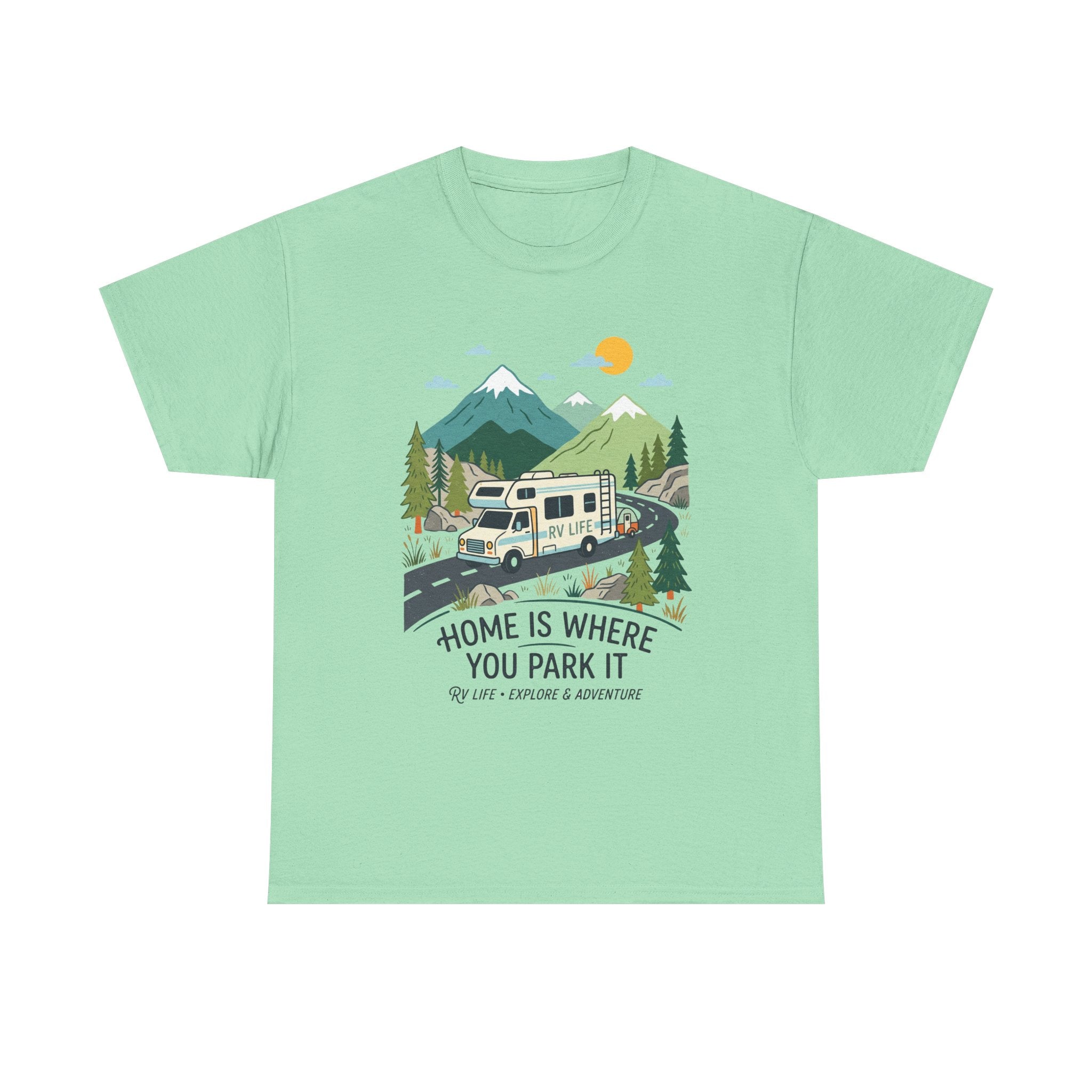 RV Camping T‑Shirt — "Home Is Where You Park It" Mountain Camper Tee