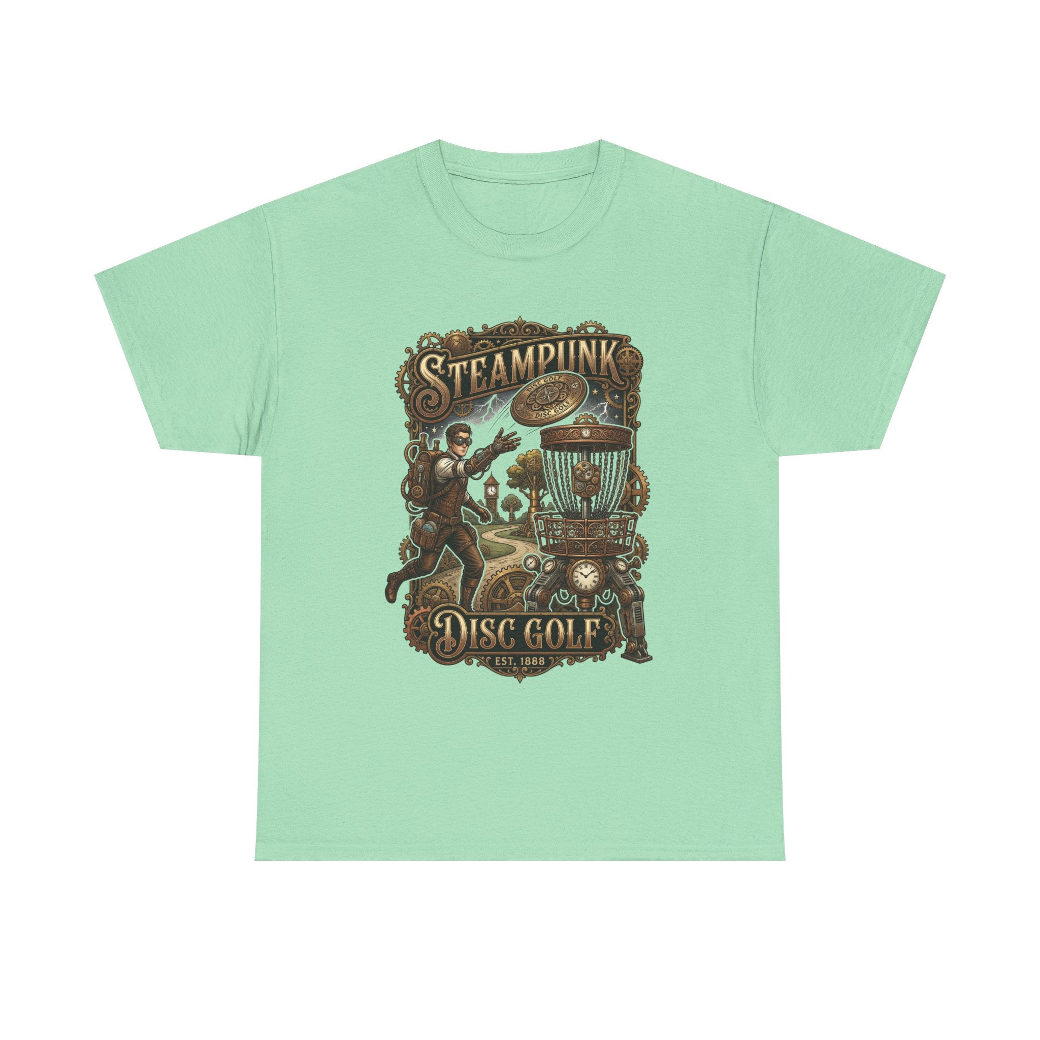 Steampunk Disc Golf T‑Shirt – Vintage Industrial Disc Golf Tee
