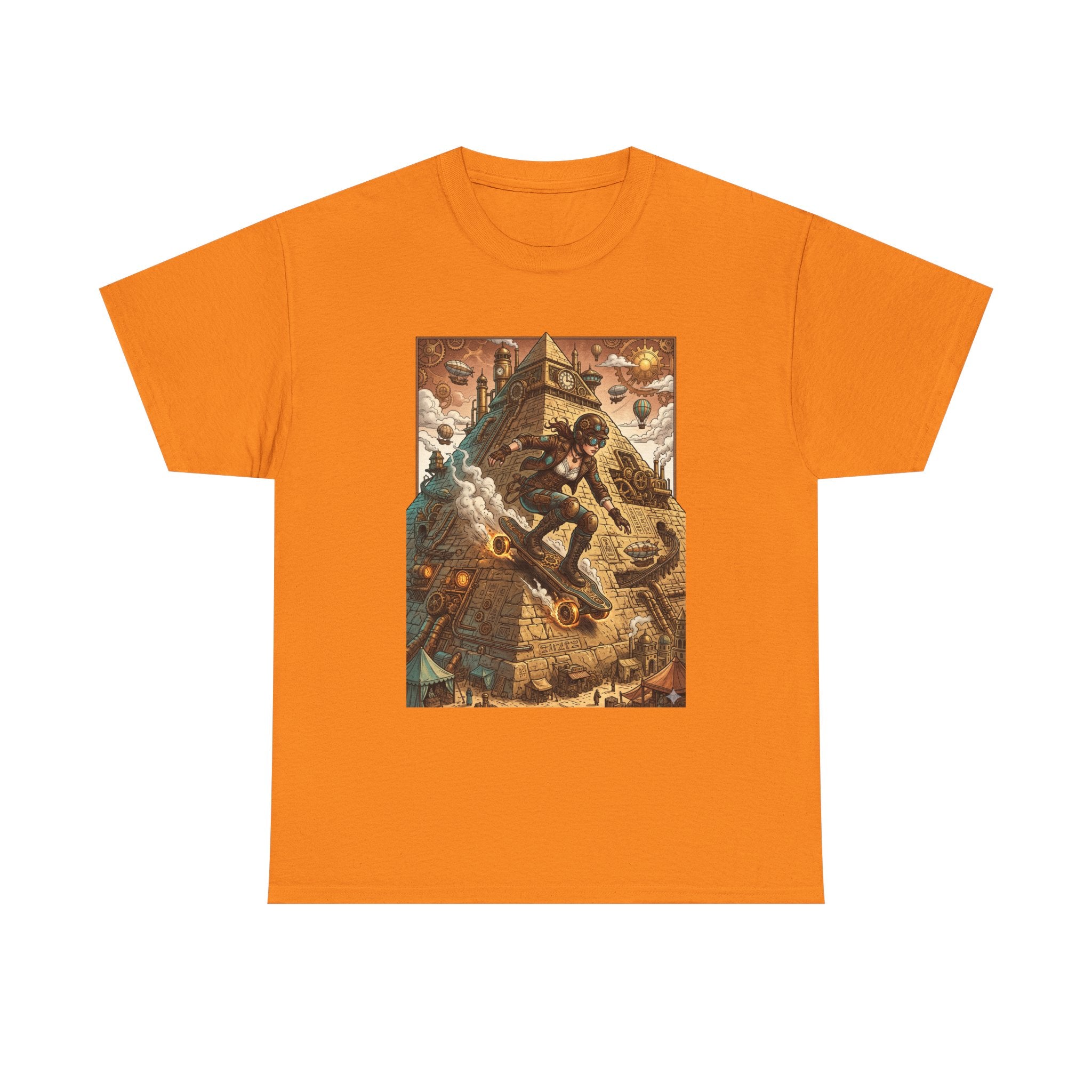 Steampunk Girl Skateboarder Art Print Tee Pyramid