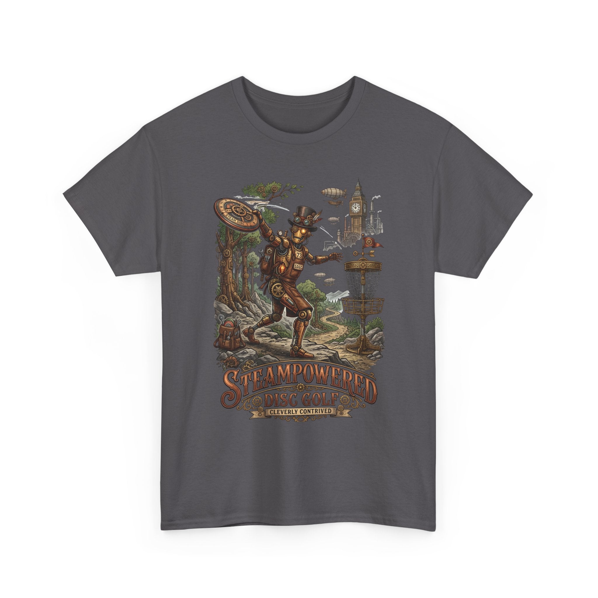 Steampunk Disc Golf T-Shirt – "Steampowered Disc Golf" Vintage Style