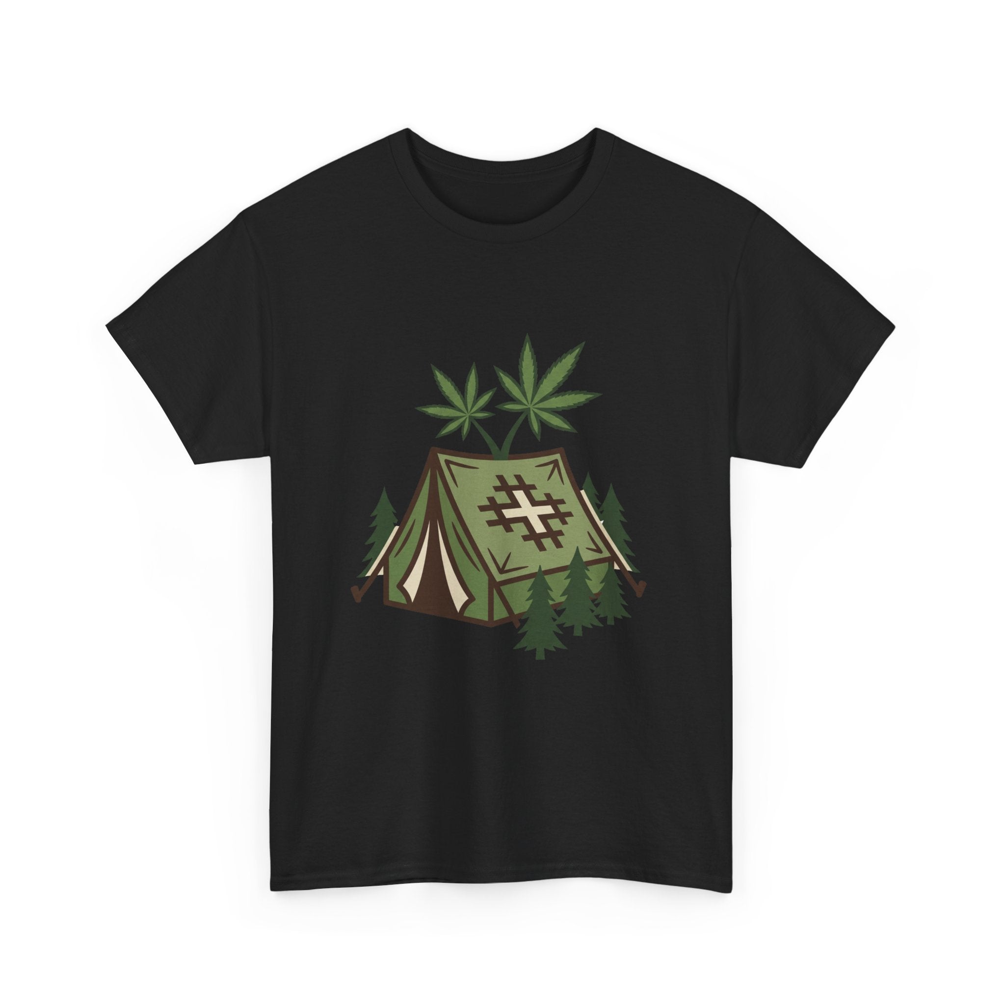 Camping Tent Cannabis T-Shirt – Weed Outdoor Adventure Graphic Tee