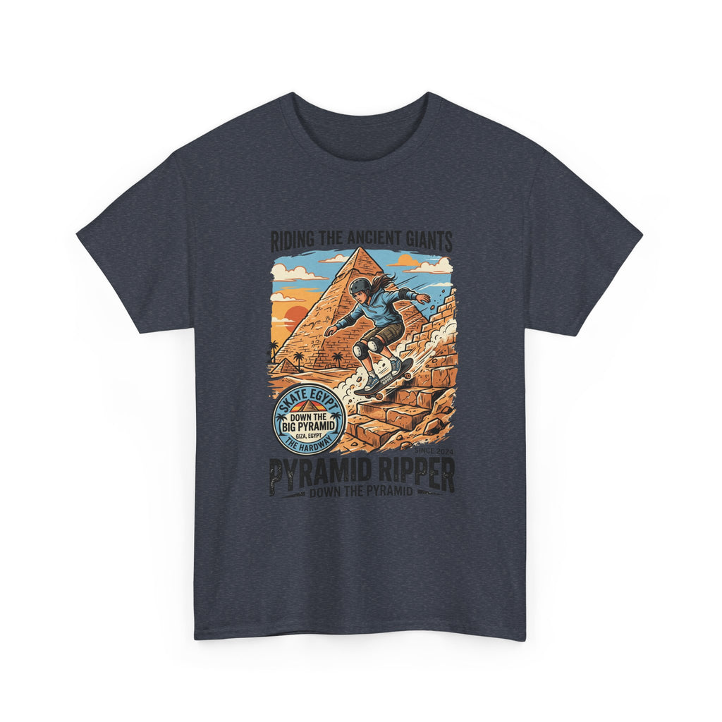 Pyramid Skateboarder T-Shirt — 'Riding the Ancient Giants' Vintage Surf Graphic