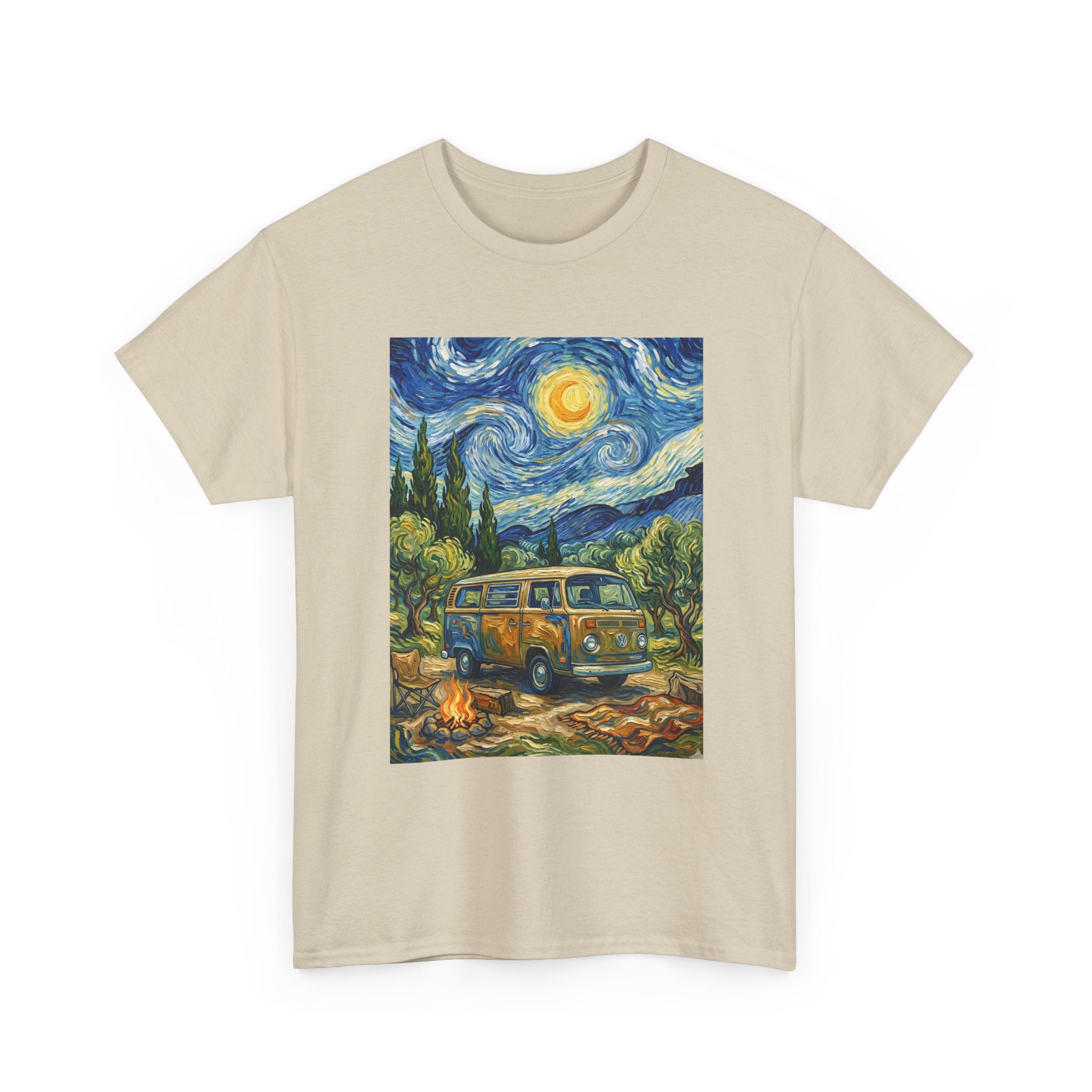 Van Gogh Night Van T-Shirt — Vintage Camper Starry Sky Tee