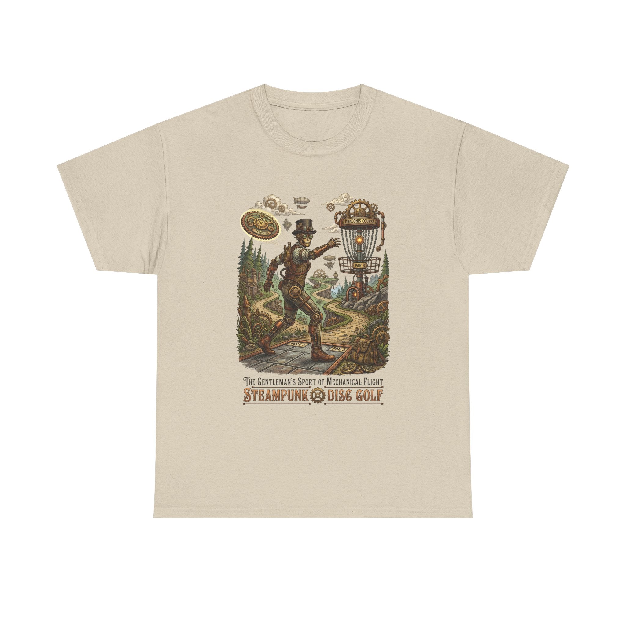 Steampunk Disc Golf T‑Shirt — Vintage Aeronautic Course Graphic Tee