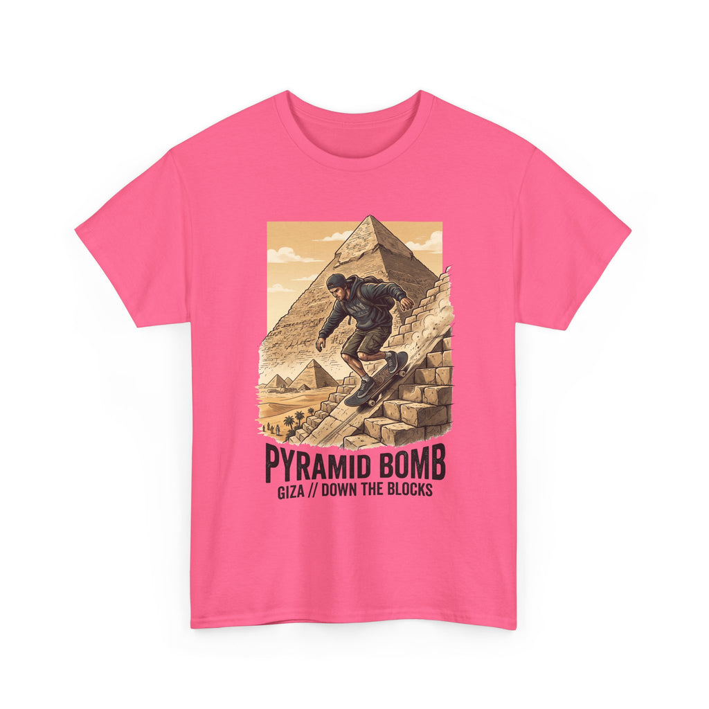 Pyramid Bomb Skateboarding T-Shirt — "Pyramid Bomb: Giza / Down The Blocks" Vintage Skate Tee