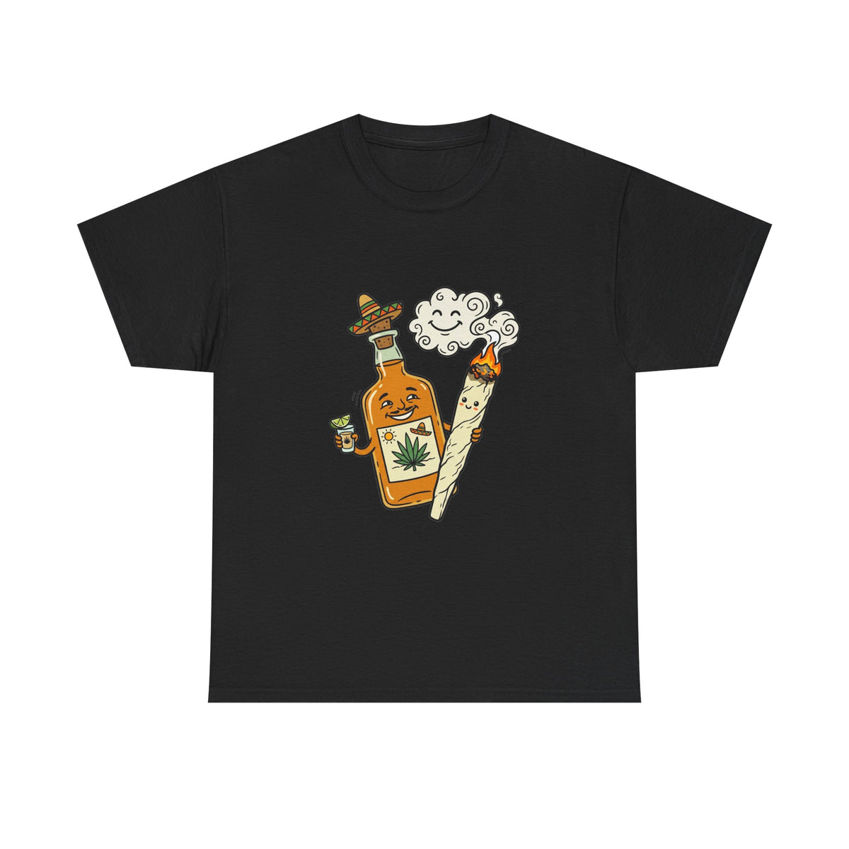 A Cannabis & Tequila Tee — Funny Joint and Bottle Graphic T-Shirt