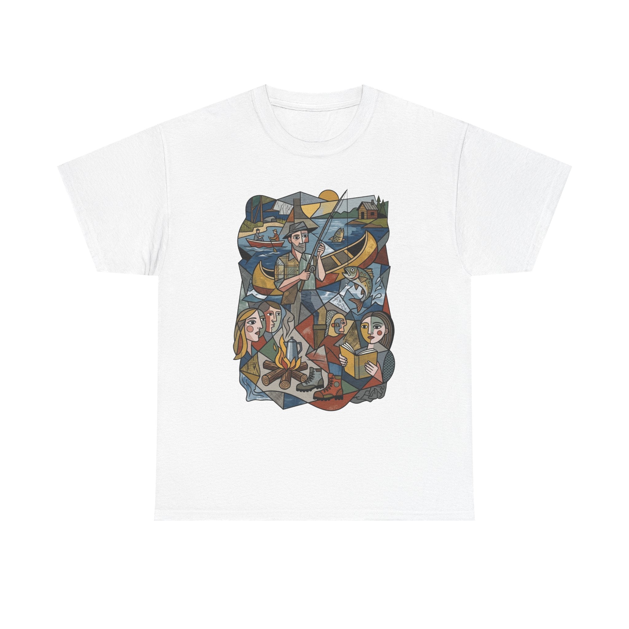 T-Shirt — Nautical Folk Art Crew: Illustrated Sailing, Fishing & Harbor Scene