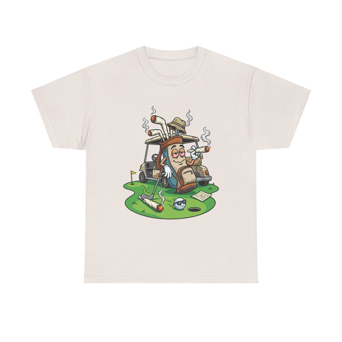 1 Golf weed Lounge T‑Shirt — Relaxed Golfer Cartoon Tee