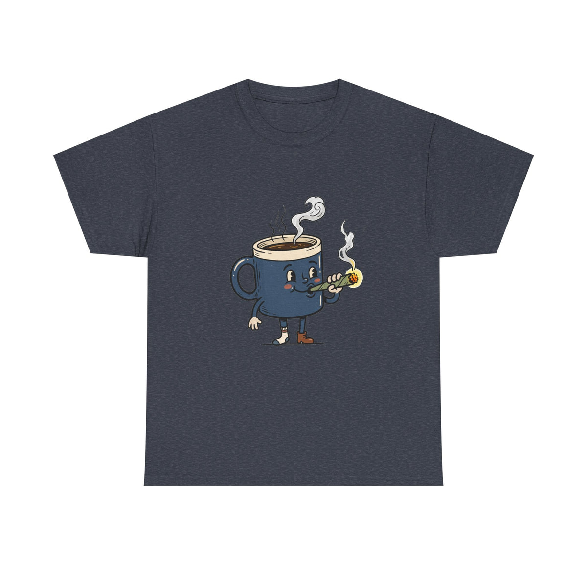 1 Coffee and a Joint Character Tee — Funny Smoking Joint Cartoon Shirt