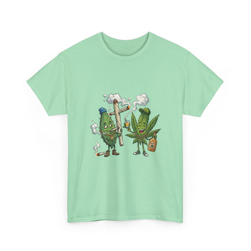 1 Tequila & Cannabis Buds Cartoon Tee — Funny Smoking Weed Plant Graphic T-Shirt