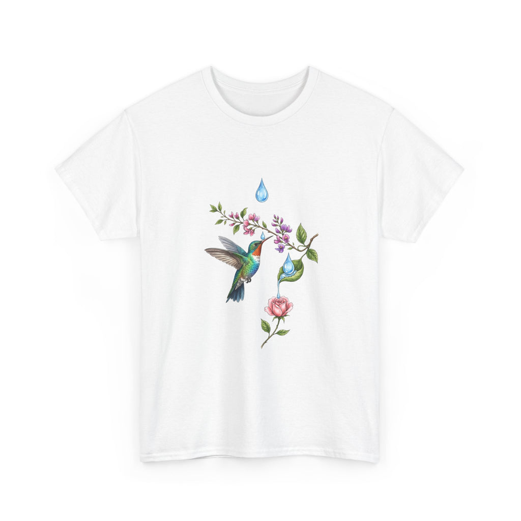 Hummingbird & Floral Tee — Watercolor Garden Shirt