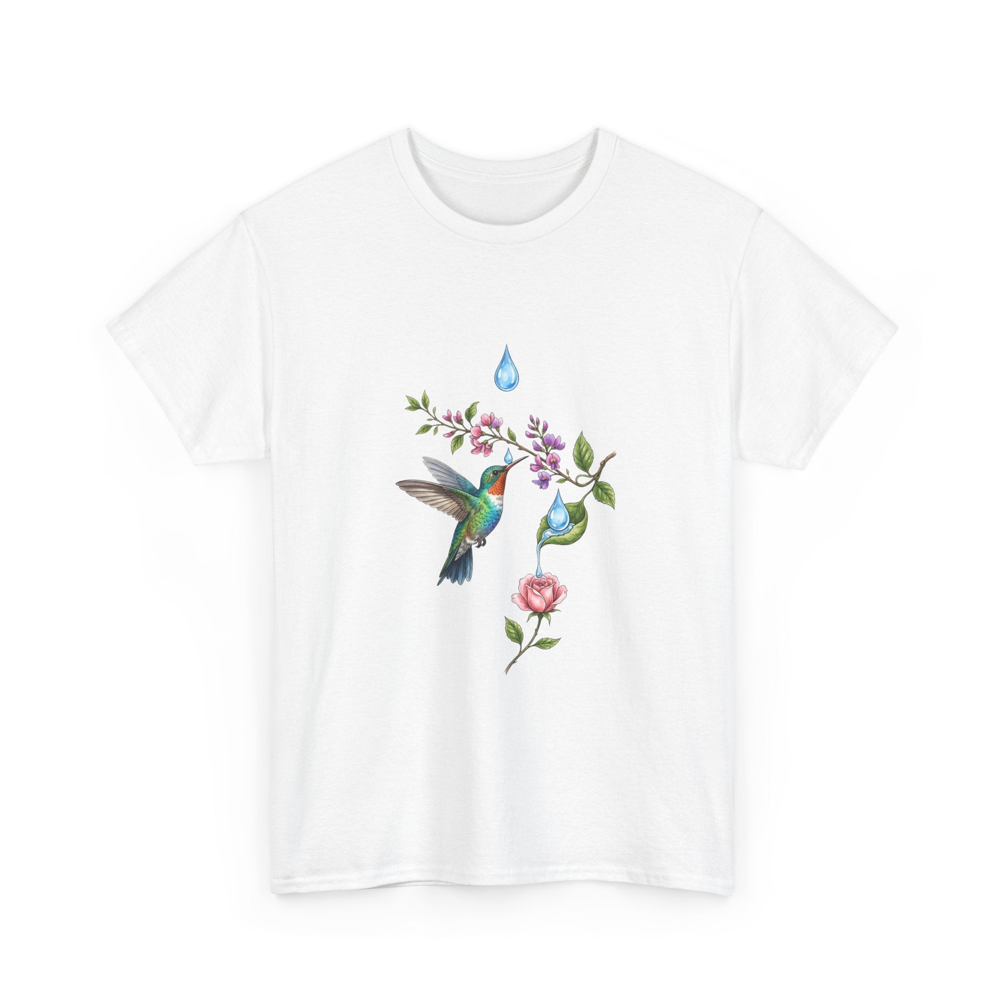 Hummingbird & Floral Tee — Watercolor Garden Shirt
