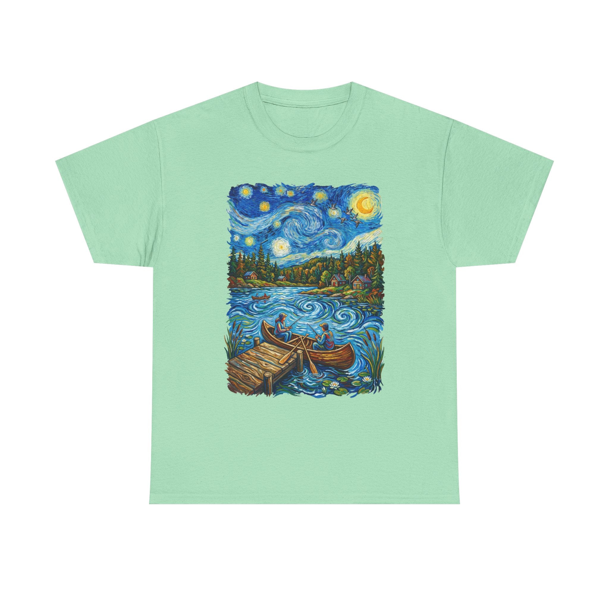 Starry Night Lake T-Shirt — Canoe Dock Scenic Tee