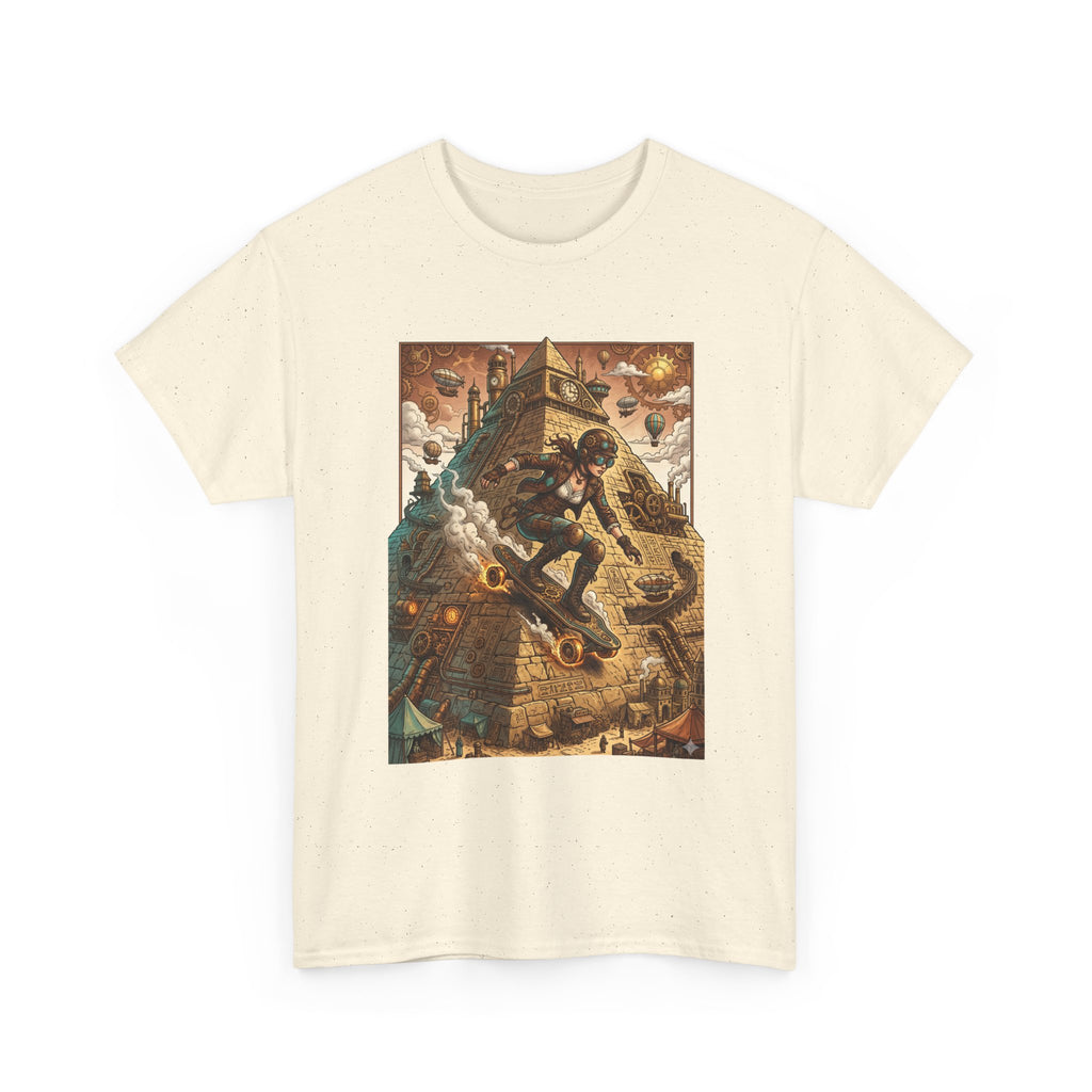 Steampunk Girl Skateboarder Art Print Tee Pyramid