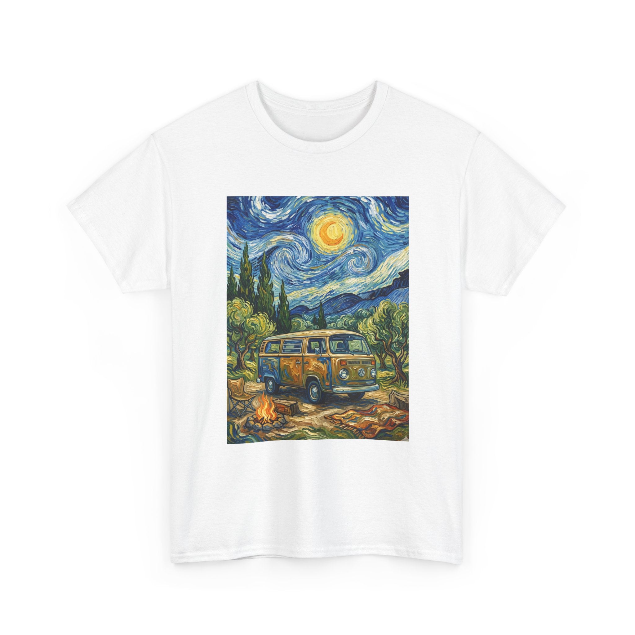 Van Gogh Night Van T-Shirt — Vintage Camper Starry Sky Tee