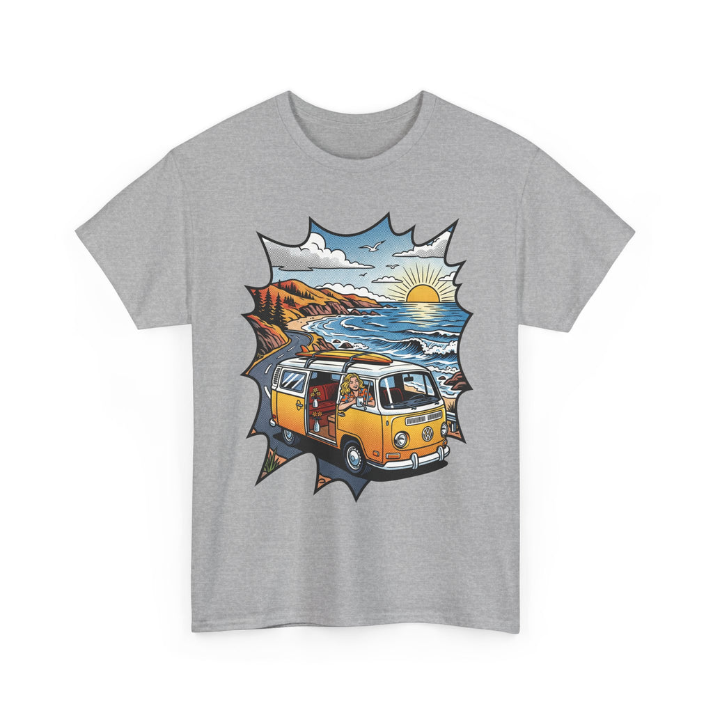 Road Trip Van T-Shirt — Vintage Camper Beach Sunset Tee