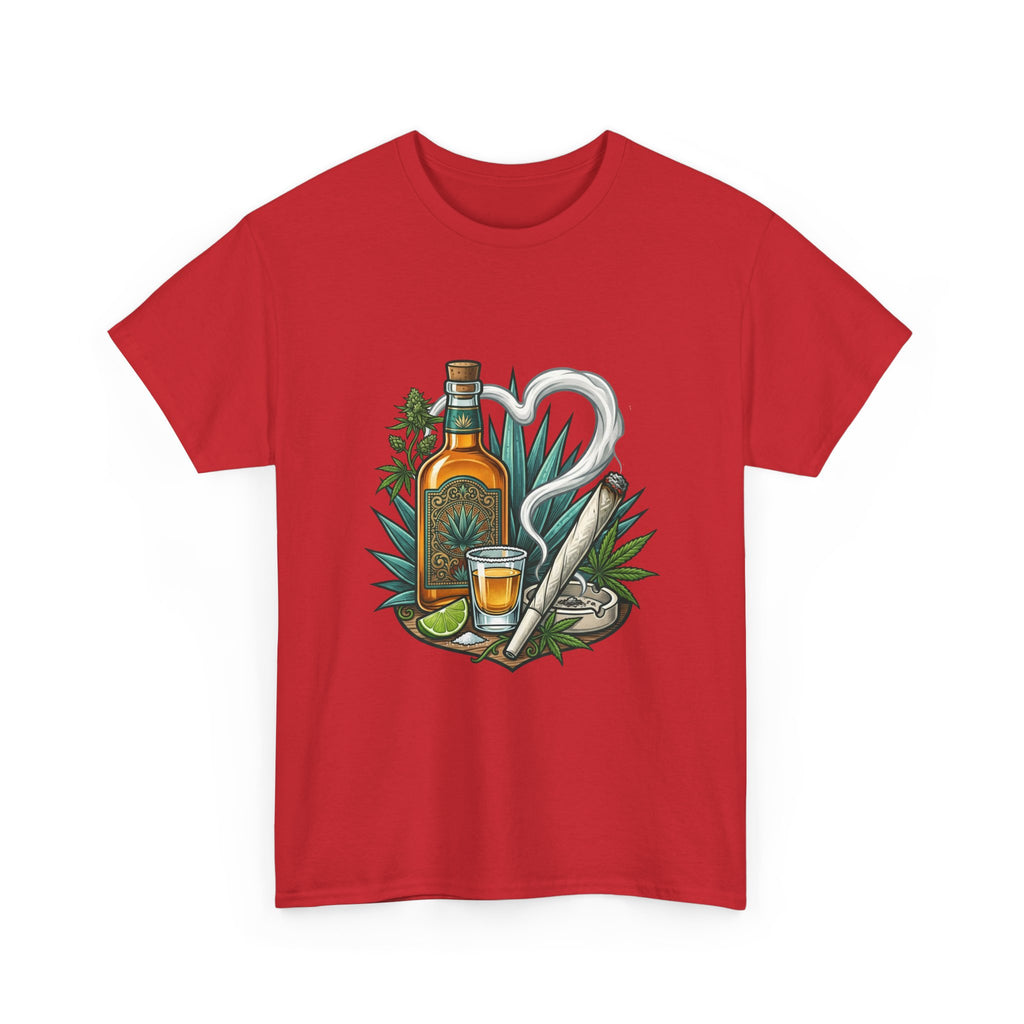 Tequila Bottle & Joint T‑Shirt — Agave Lime Margarita Design