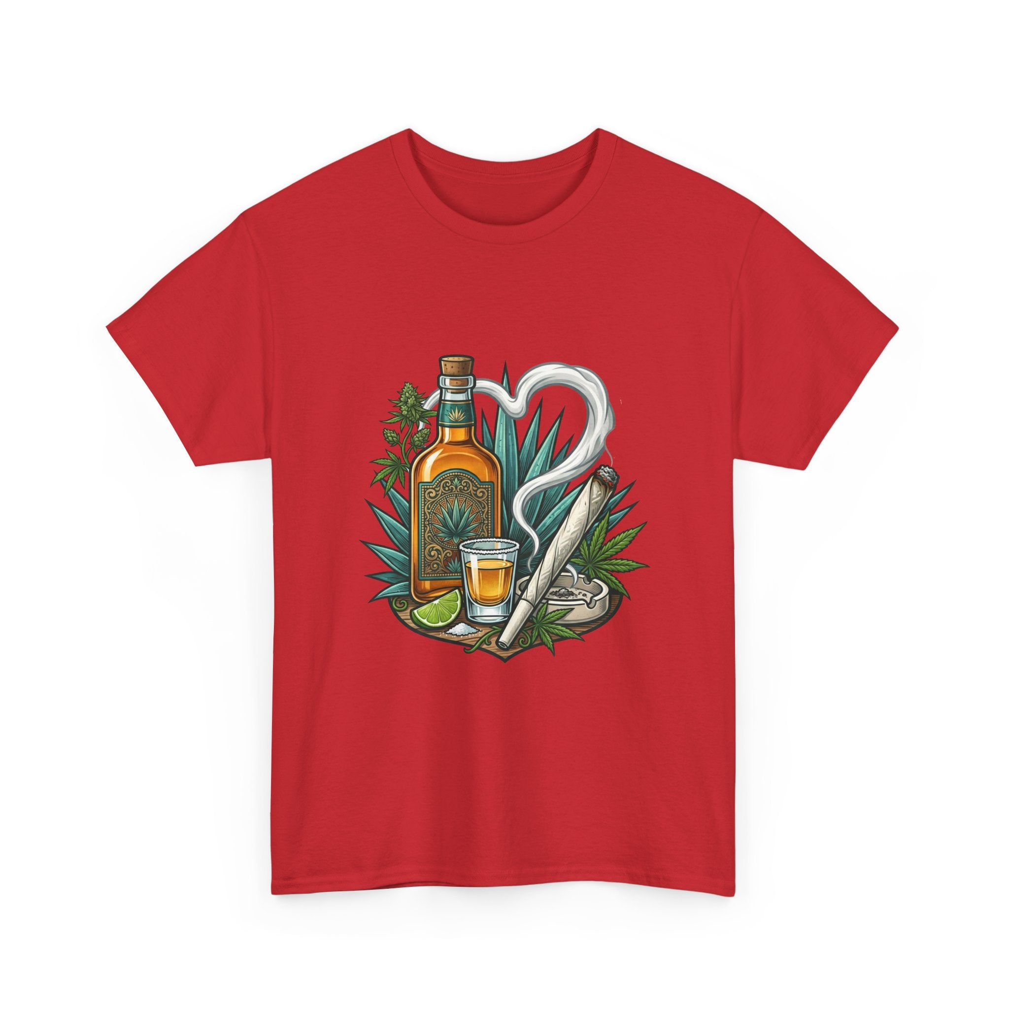 Tequila Bottle & Joint T‑Shirt — Agave Lime Margarita Design