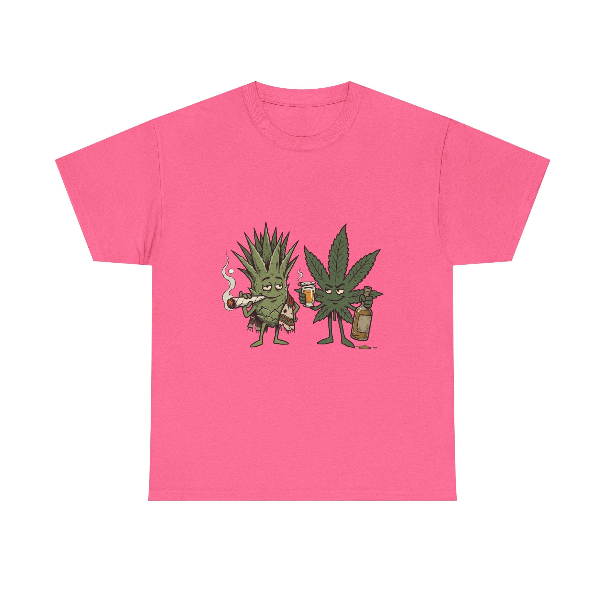 Marijuana Leaf and Agave Friends T-Shirt – Funny Cannabis Leaf & Tequila Smoking Tee