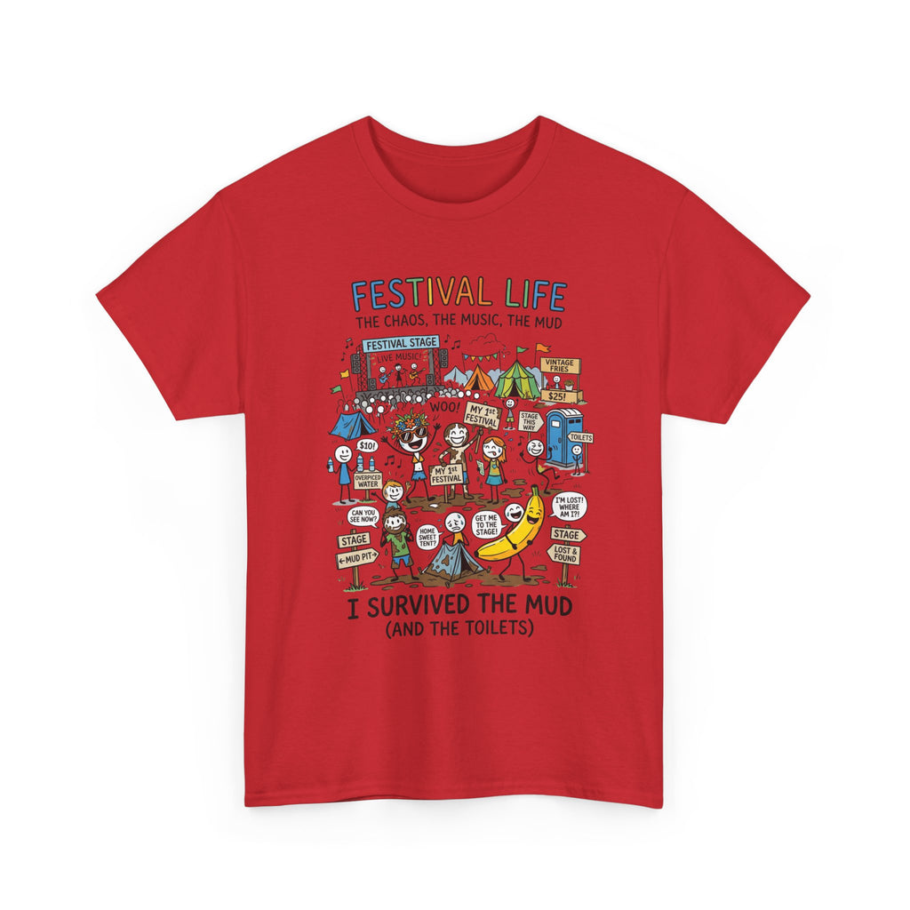 Festival Life T-Shirt — "I Survived the Mud (and the Toilets)" Graphic Tee