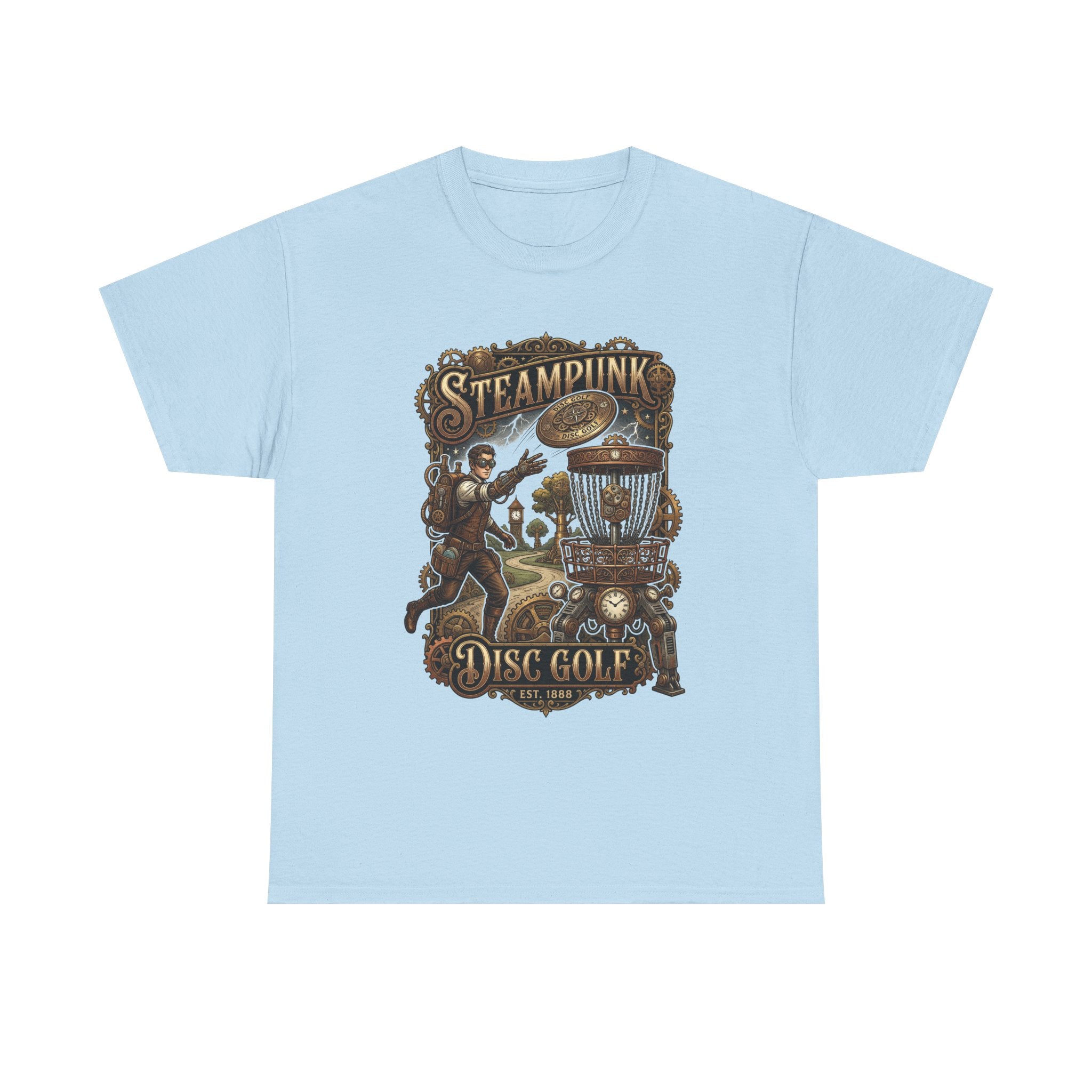 Steampunk Disc Golf T‑Shirt – Vintage Industrial Disc Golf Tee